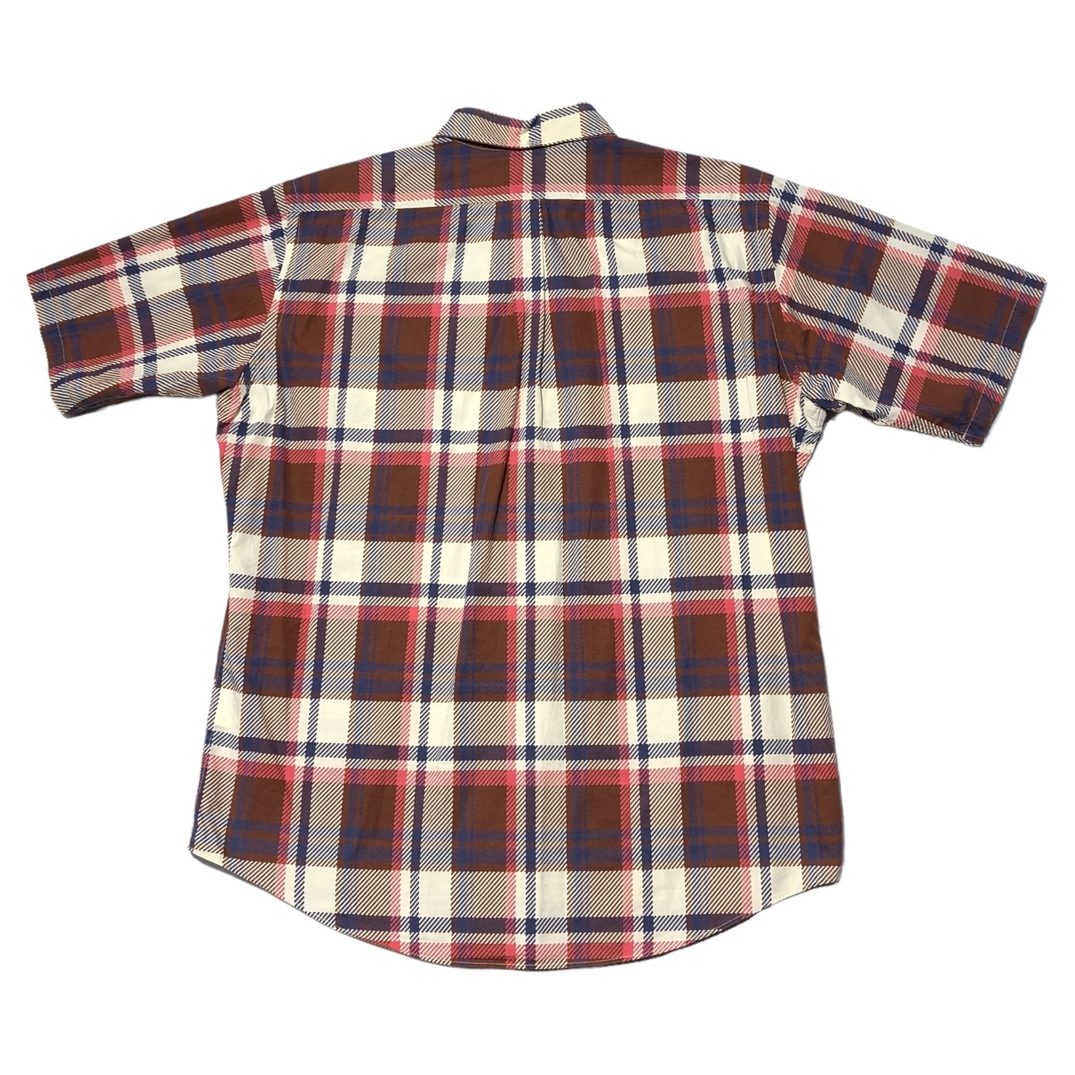 A BATHING APE(アベイシングエイプ) 00's BAPE check short sleeve shirt チェック 半袖シャツ L アイボリー×レッド