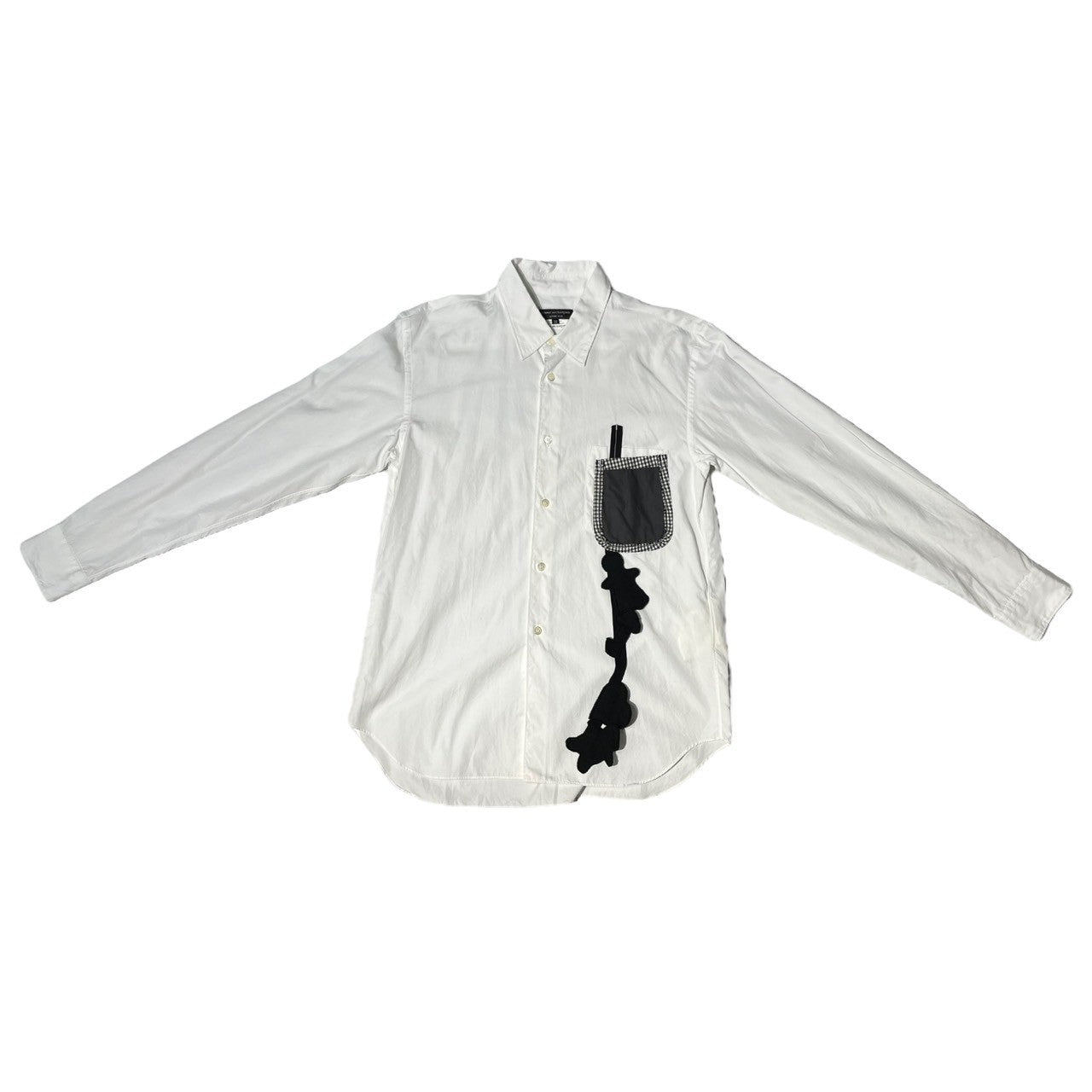 COMME des GARCONS HOMME PLUS(コムデギャルソンオムプリュス) 10SS Docking pocket L/S shirt ドッキング 人形 ポケット 長袖 シャツ PE-B007 XS ホワイト AD2009 ランダムコラージュ期