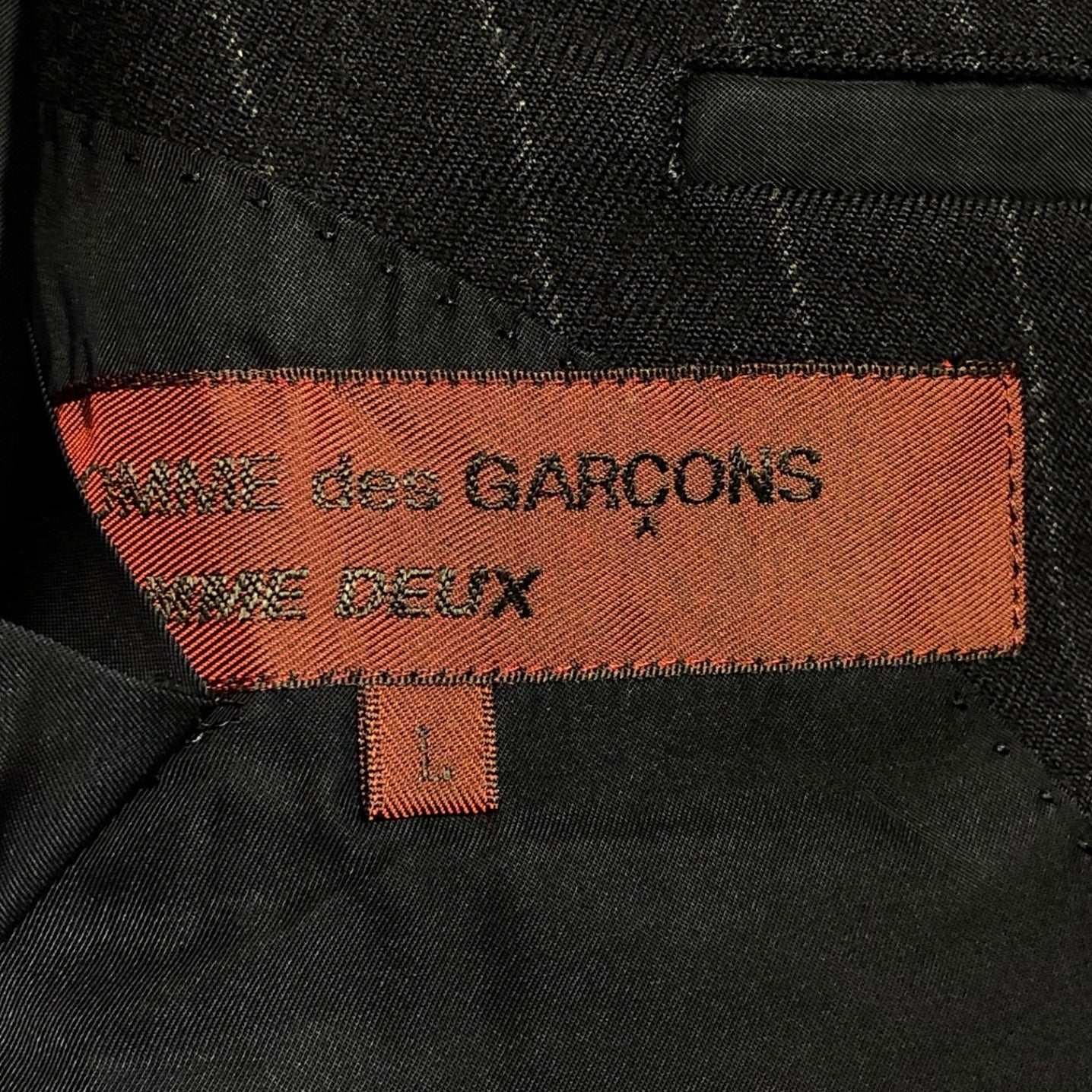 COMME des GARCONS HOMME DEUX(コムデギャルソンオムドゥ) 90's striped double jacket ストライプ ウール ダブル ジャケット DS-25005L L ネイビー AD1992 90年代