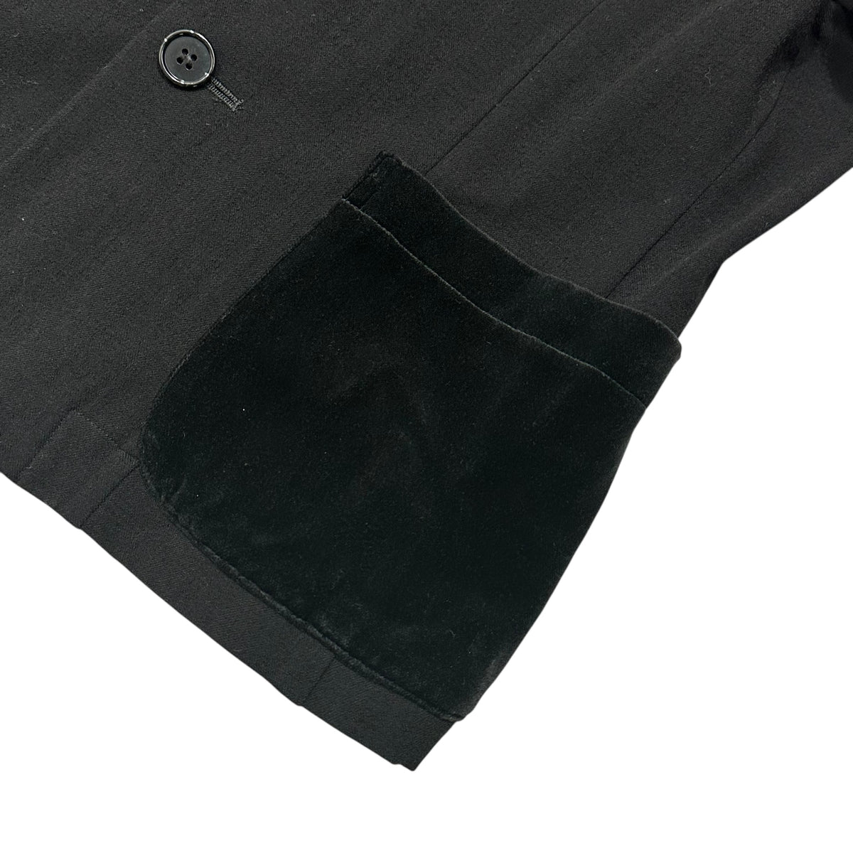 tricot COMME des GARCONS(トリココムデギャルソン) 2000AW Velour-Pocketed Round-Collar Short Coat ベロアポケット 丸襟 ショート コート TJ-04041S S ブラック AD2000 00s アーカイブ