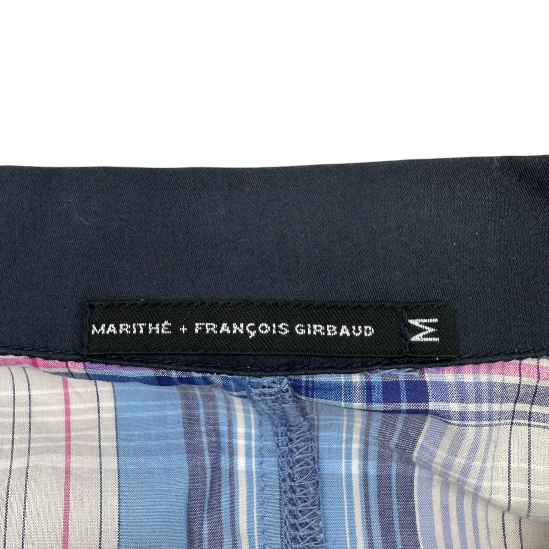 MARITHE FRANCOIS GIRBAUD(マリテフランソワジルボー) 00's Check Cleric Ribbed Hem Long Sleeve Blouse チェック クレリック 裾 リブ 長袖 ブラウス F6-9058 M ライトブルー×ネイビー