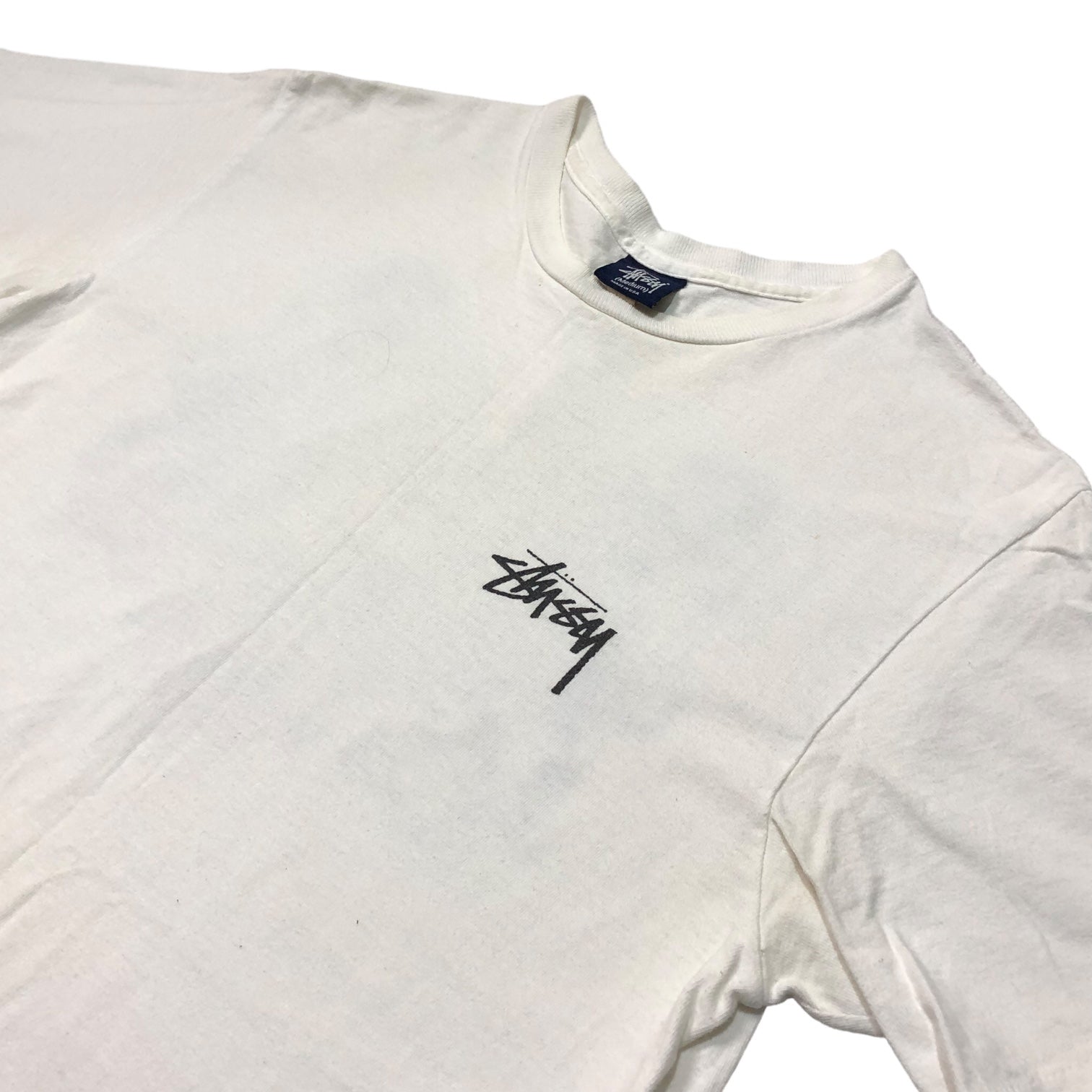 STUSSY(ステューシー) 90's~00's VINTAGE Panther x Lion Logo Tシャツ パンサー ライオン 紺タグ SIZE M ホワイト 90~00年代 バックプリント OLD STUSSY