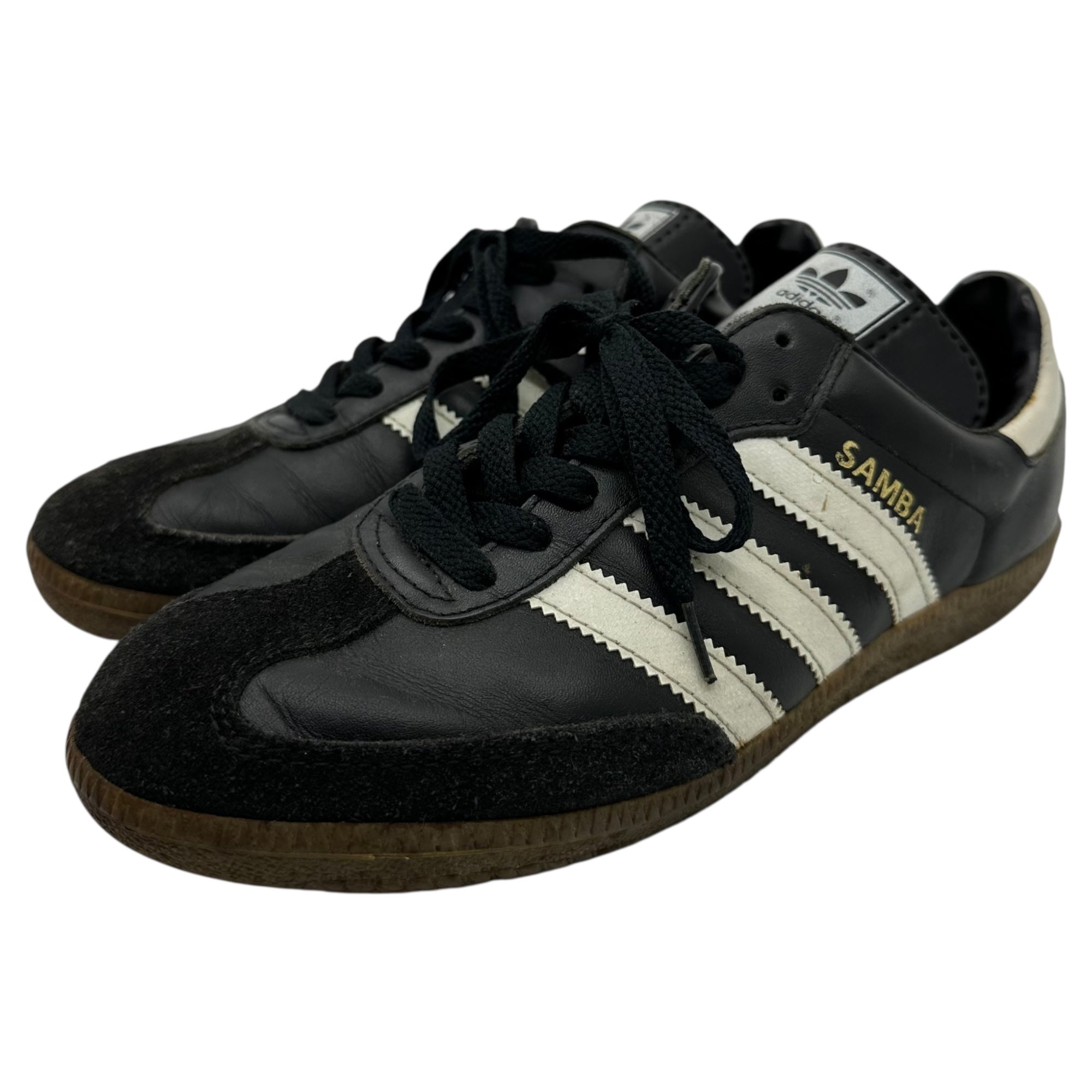 adidas(アディダス) 90's Vintage Samba Leather ヴィンテージ サンバ レザー 019000 24cm ブラック 90年代 1996年製 ローカット スニーカー
