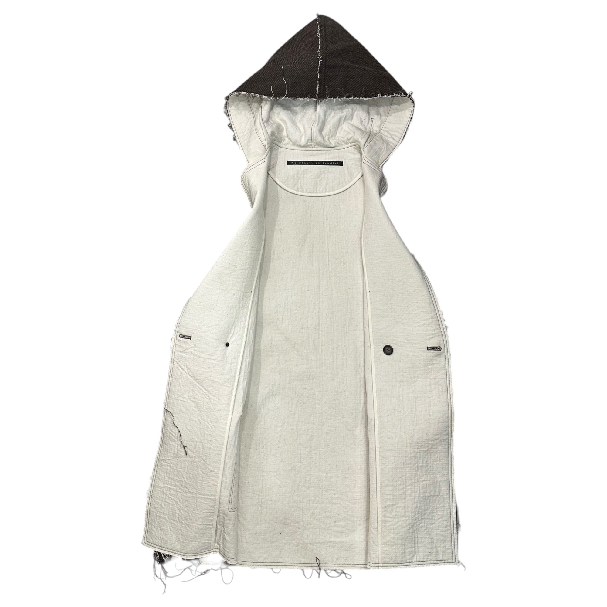 my beautiful landlet(マイビューティフルランドレット) 14AW Inside-Out Hooded Half Coat インサイドアウト フーデッド ハーフ コート WM-CO14219 0(XS程度) ブラウン×アイボリー レディースサイズ 男性着用可能