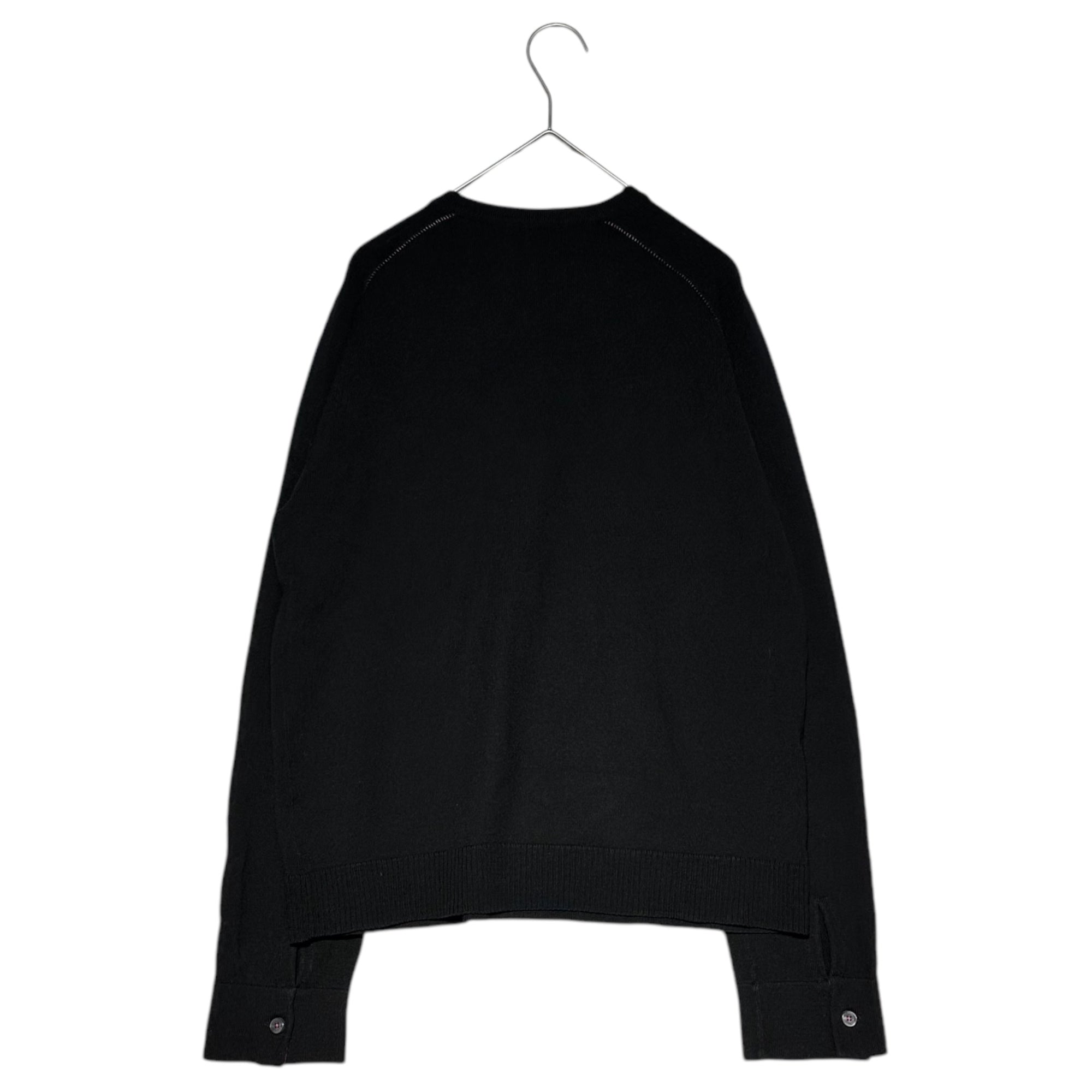 BURBERRY BLACK LABEL(バーバリーブラックレーベル) ホースロゴ刺繍 ヘンリーネック ウール ニット BMT73-305-09 2(M程度) ブラック×ピンク