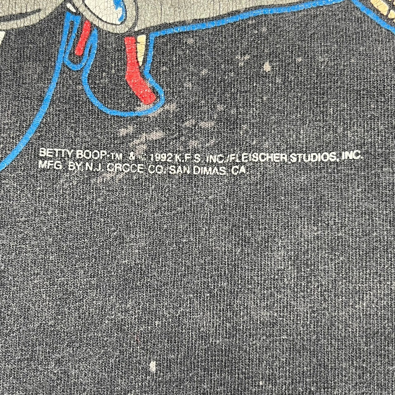 VINTAGE(ヴィンテージ) 1992©”BETTY BOOP”Motorcycle T-shirt/ヴィンテージTシャツ/バイク/ベティーちゃん XL ブラック CROCE COMPONYボディ/TM&©1992K.F.S