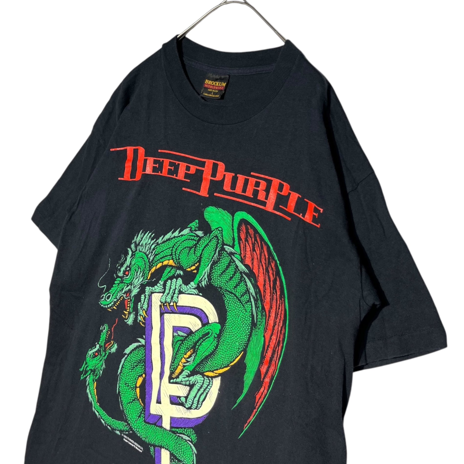 VINTAGE(ヴィンテージ) ©1993 DEEP PURPLE "WORLD TOUR 93-94" T-shirt ディープパープル ワールドツアー Tシャツ L ブラック 90s 90年代 ヴィンテージ バンド ロック
