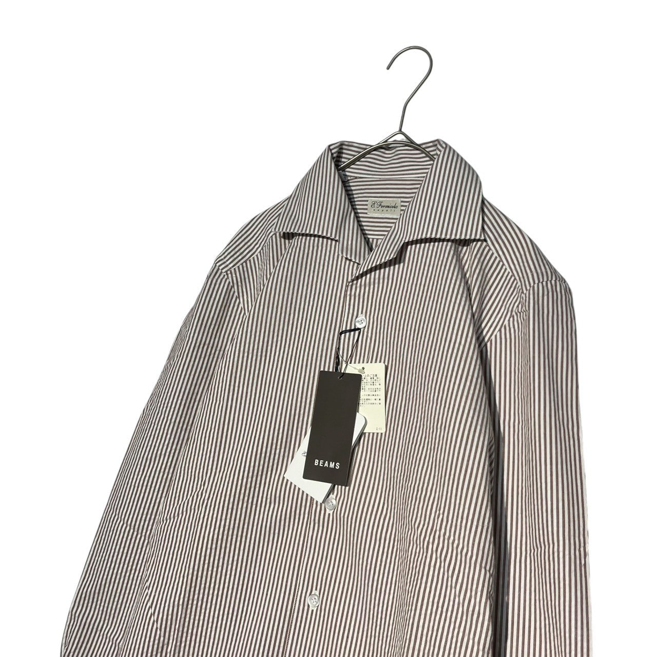 ERRICO FORMICOLA(エッリコ フォルミコラ) ストライプ ドレス 長袖 シャツ 21-11-2608-264-28-19 16 1/2 39 ベージュ×ホワイト