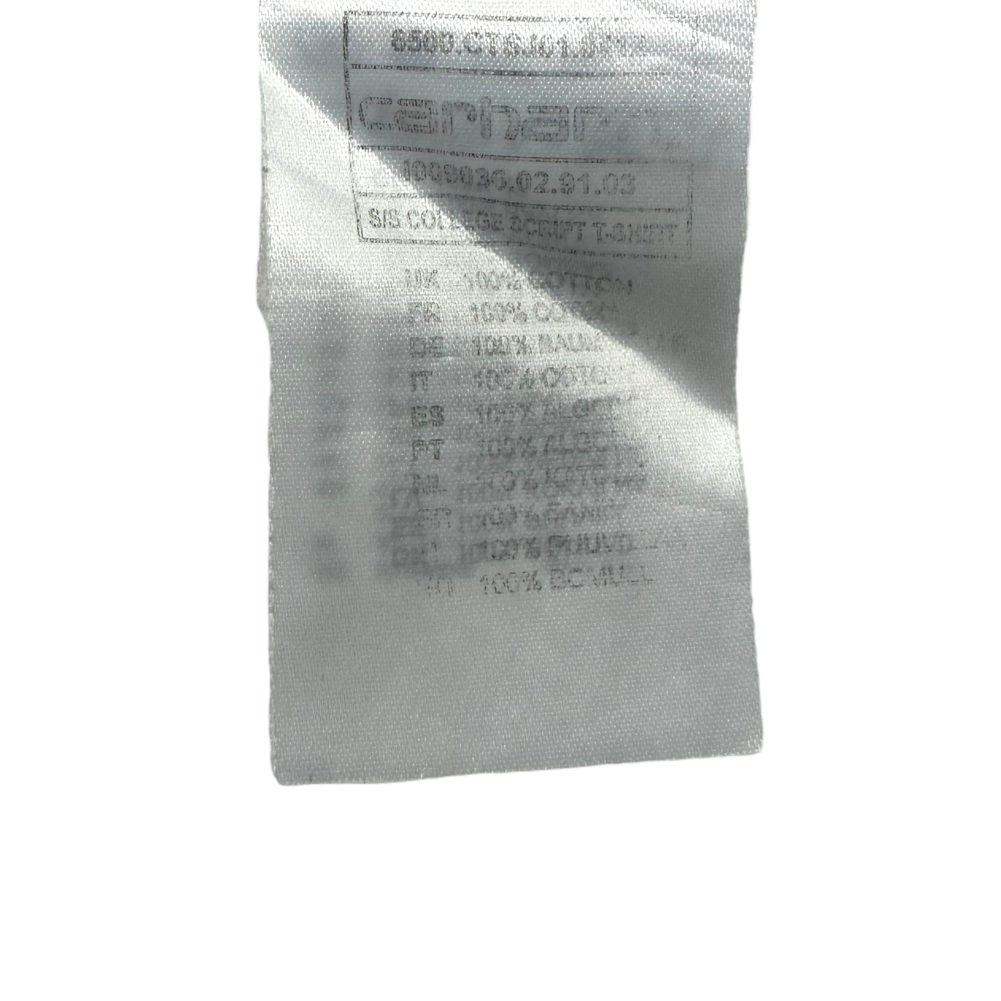 carhartt × FRAGMENT DESIGN(カーハート×フラグメントデザイン) Stacked logo crew neck T-shirt 重ねロゴ クルーネック Tシャツ S ホワイト×ネイビー