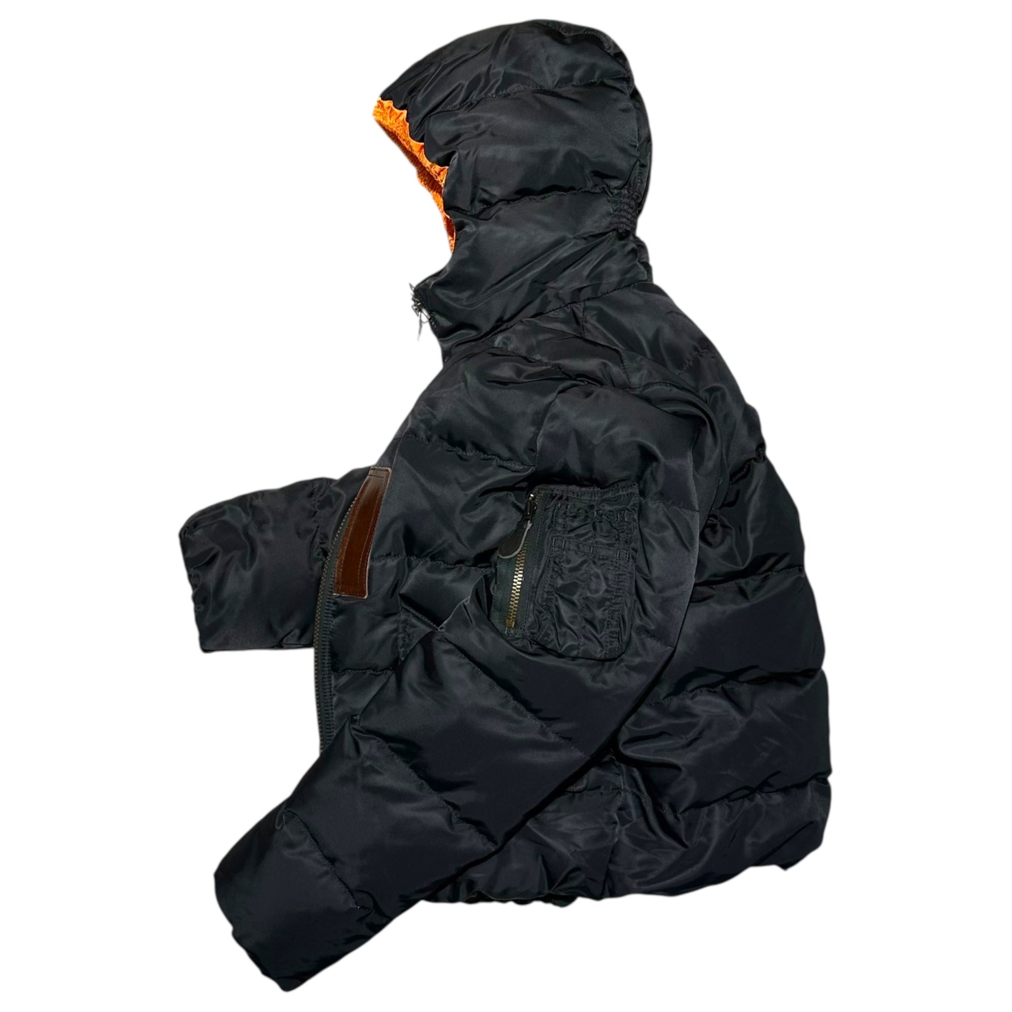 COMME des GARCONS JUNYA WATANABE MAN PINK(コムデギャルソンジュンヤワタナベマンピンク) 11AW × DUVETICA Hooded MA-1 Down Jacket デュベティカ コラボ フーデッド MA-1 ダウン ジャケット UH-J015 M ブラック×オレンジ AD2011