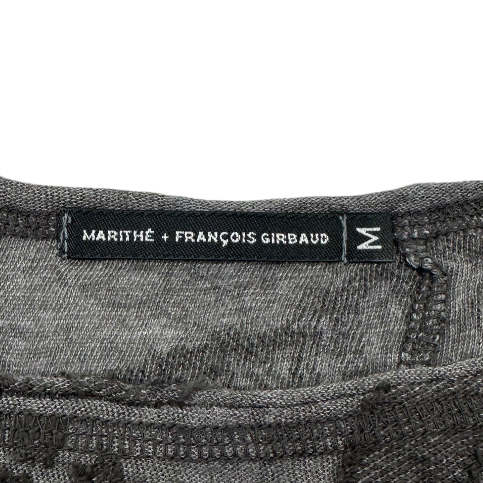 MARITHE FRANCOIS GIRBAUD(マリテフランソワジルボー) 00's Logo Jacquard Short Length Asymmetrical Cut and Sewn ロゴ ジャガード ショート丈 アシンメトリー カットソー F6-6580 M グレー Y2K Tシャツ 半袖 へそ出し
