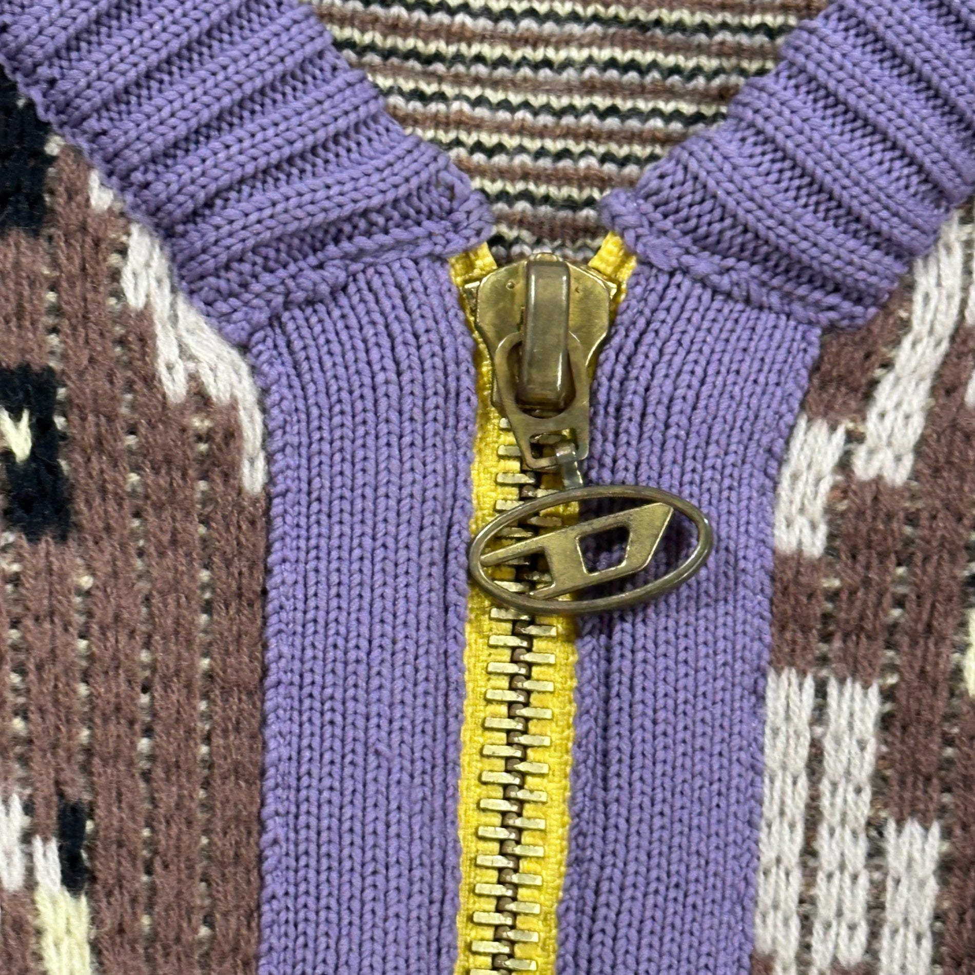 DIESEL(ディーゼル) K-Amillus Dessert Camo Pullover Half-Zip Ribbed Knit デザートカモ プルオーバー ハーフジップ リブニット A06733 S ベージュ×ブラウン