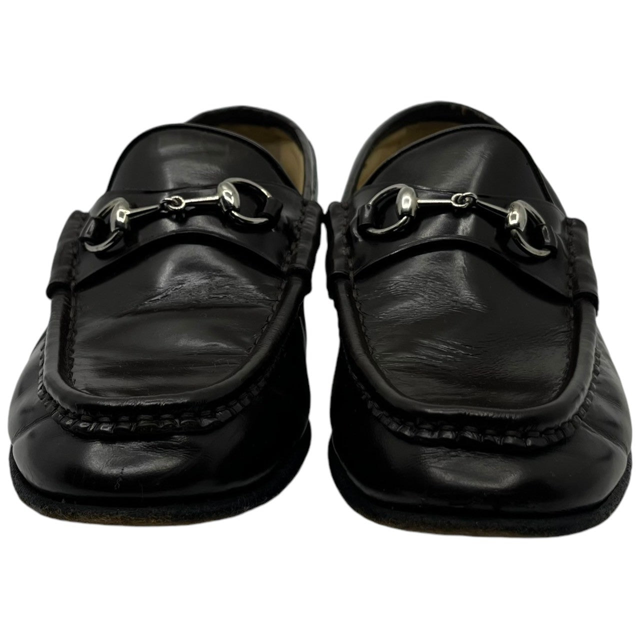 GUCCI(グッチ) Glass leather bit loafers ガラス レザー ビット ローファー 100-0255 6 1/2() ブラウン