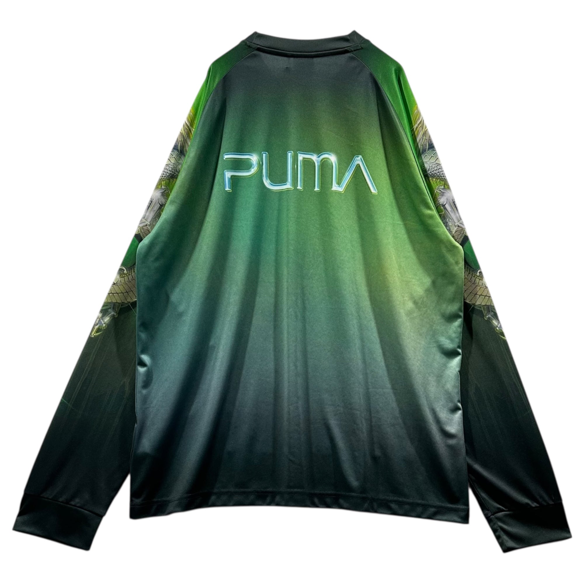 PUMA x SORAYAMA(プーマ × ソラヤマ) 24SS Surreal Futurism Dragon Long-Sleeve T-Shirt 超現実的なフューチャリズム ドラゴン 長袖 カットソー 626532 01 XL グリーン 空山 基氏コラボ 辰年