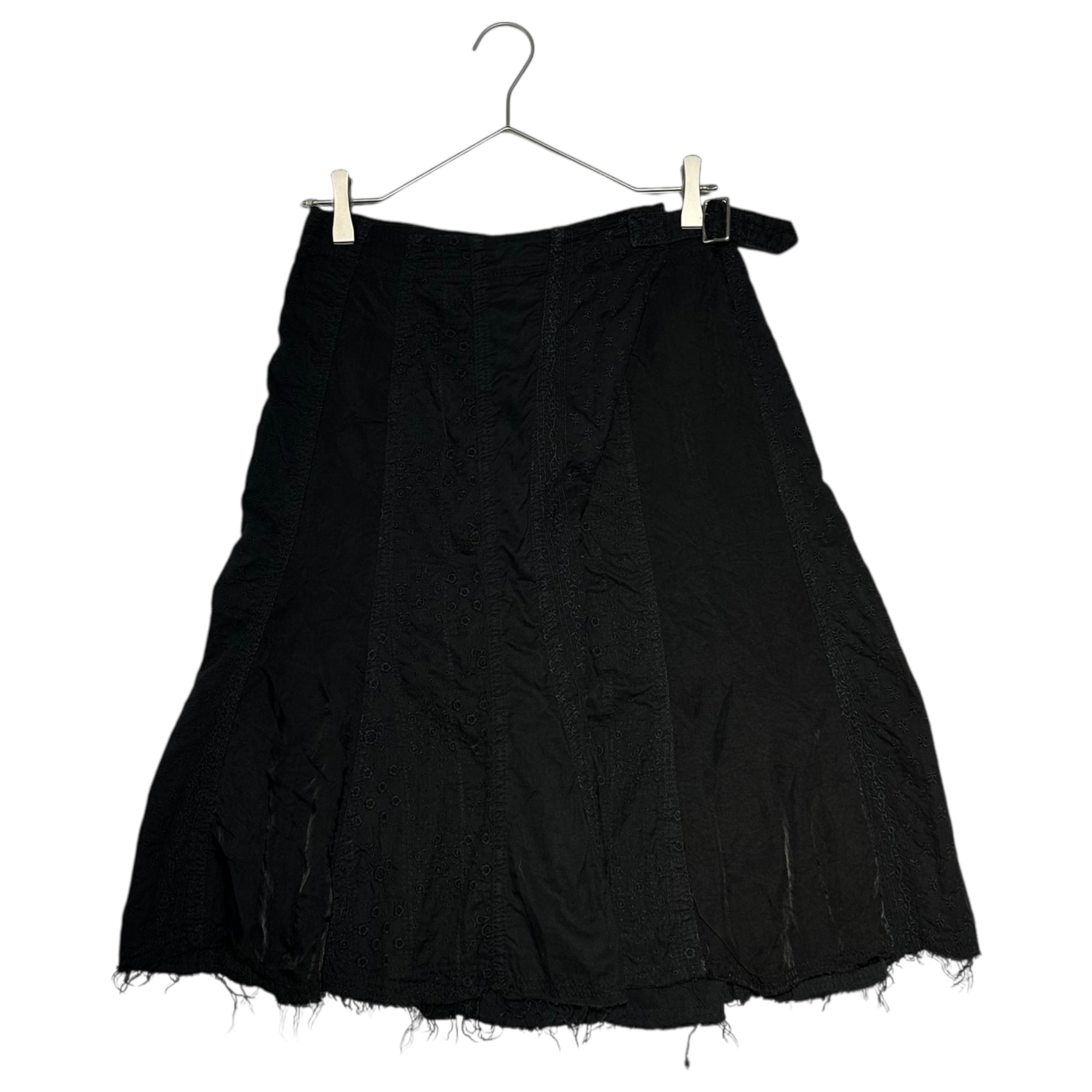 tricot COMME des GARCONS(トリココムデギャルソン) 06SS Belted Cut-off Different Fabric Lace Skirt ベルト付 カットオフ 異素材 レース ひざ丈 スカート TQ-S025 S ブラック AD2005
