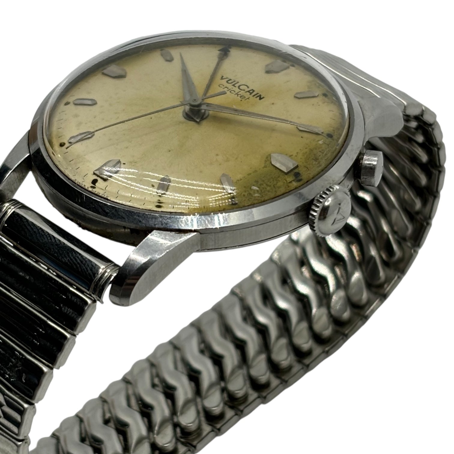 VULCAIN(ヴァルカン) Cricket vintage watch クリケット ヴィンテージ ウォッチ 自動巻き 文字盤:ホワイト シルバー 手巻き 腕時計 スイス製