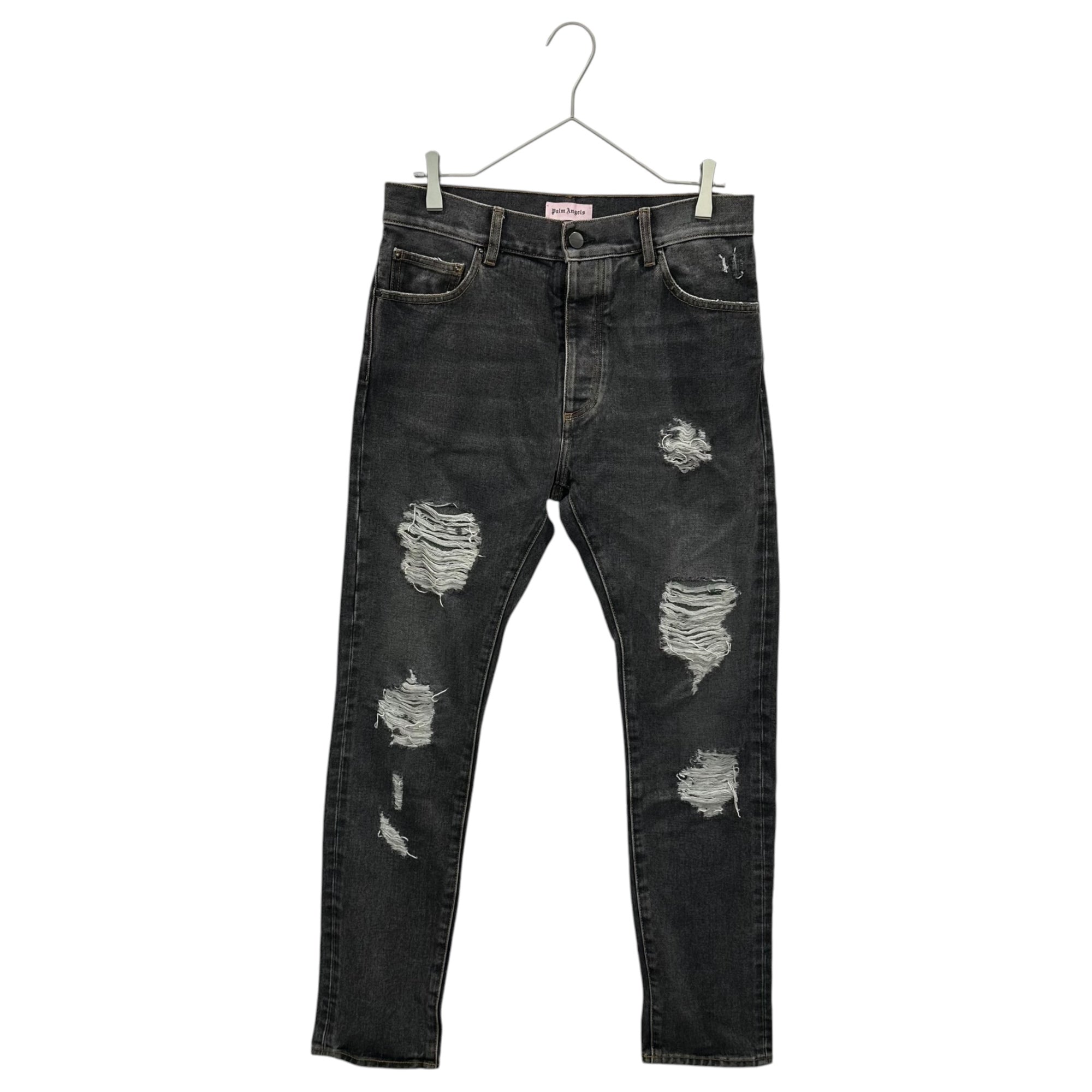 Palm Angels(パームエンジェルス) Crash Skinny Jeans クラッシュ スキニー ジーンズ PMCE001S17 30 ブラック ダメージ加工 デニム パンツ