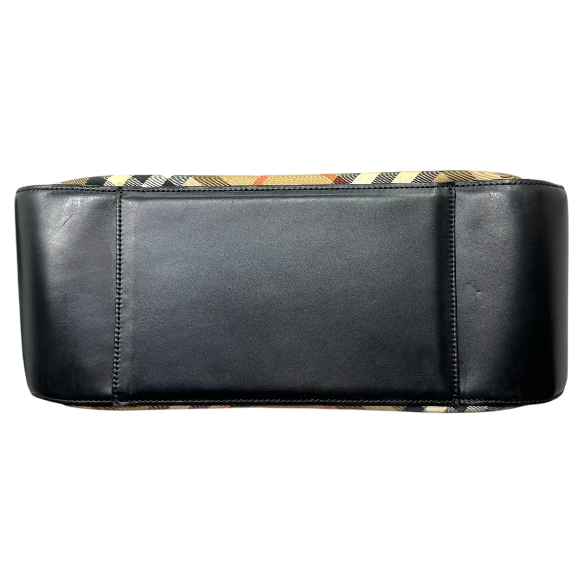 Burberrys(バーバリーズ) Novacek leather tricot one-shoulder bag ノバチェック レザー 切替 ワンショルダー バッグ ベージュ×ブラック ハンド ミニ ヴィンテージ