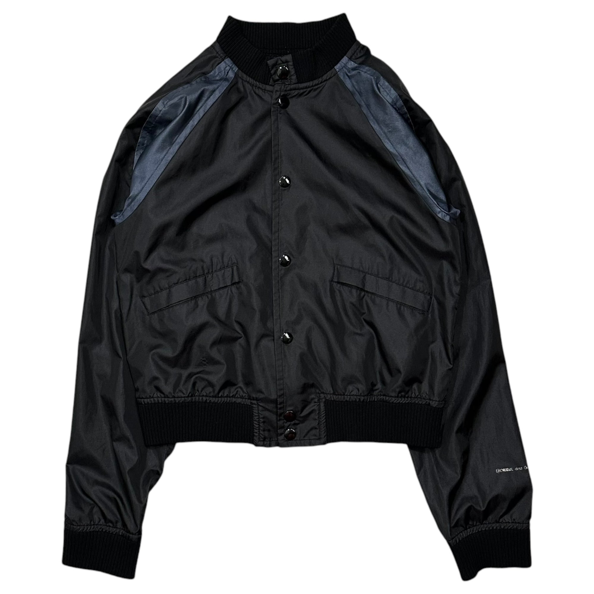 COMME des GARCONS(コムデギャルソン) 1990's Aoyama Exclusive: Wool and Nylon Patchwork Blouson 青山限定 バック ウール 切替 ナイロン ブルゾン KX-352050 FREE ブラック×ネイビー 品質表示タグプリント擦れ有 90s アーカイブ