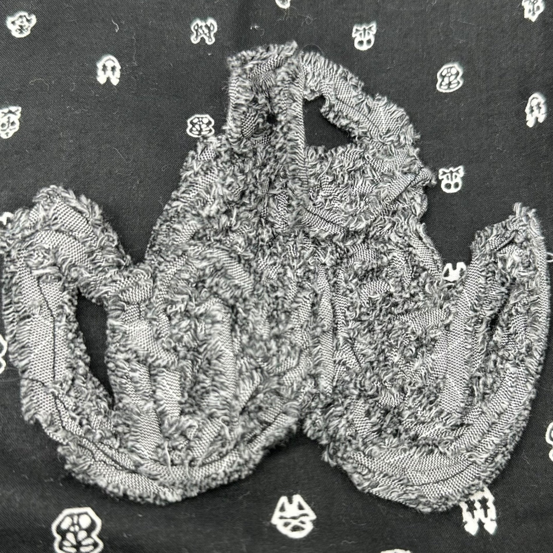 MARITHE FRANCOIS GIRBAUD(マリテフランソワジルボー) 00's One-point embroidery L/S shirt 総柄 ワンポイント 刺繍 長袖 シャツ M7-5202 L ブラック Y2K 比翼