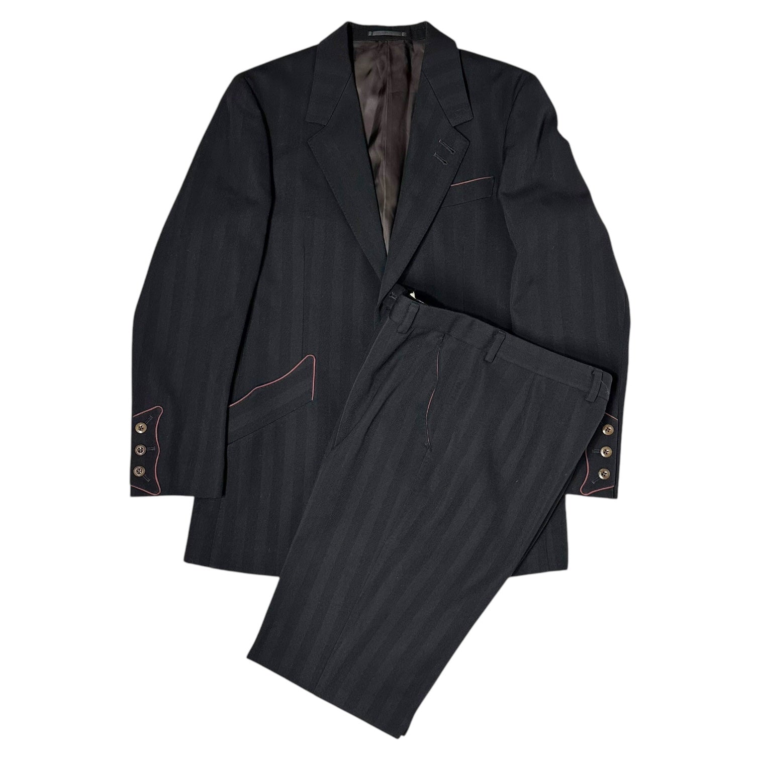 PAUL SMITH(ポールスミス) デザインセットアップ スーツ ブラック×ワインレッド