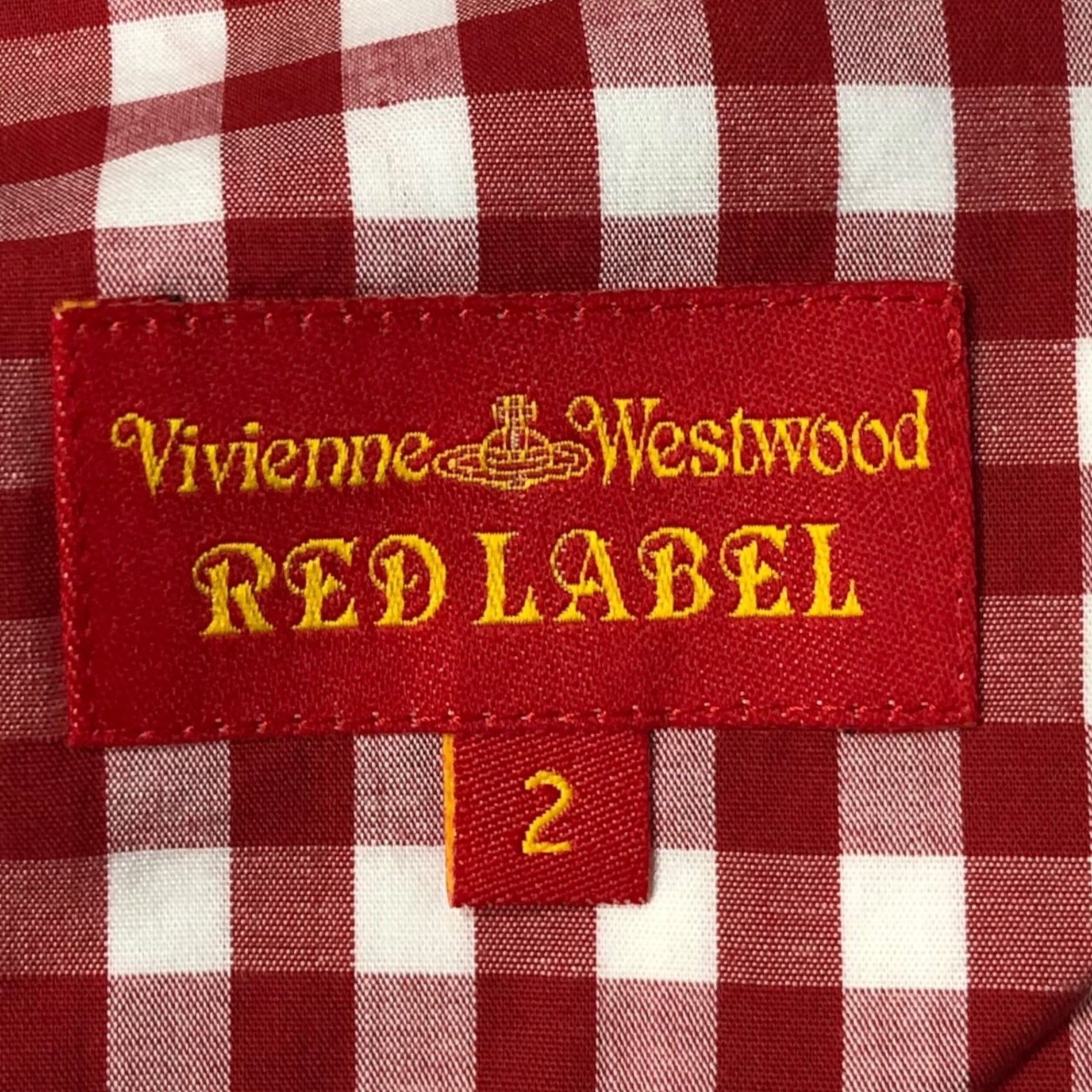 Vivienne Westwood RED LABEL(ヴィヴィアンウエストウッドレッドレーベル) Orbro logo gingham check big color dress オーブ ロゴ ギンガム チェック ワンピース 6116M 357-56054 2(M程度) レッド×ホワイト 00’s ノースリーブ フレンチ 刺繍 半袖