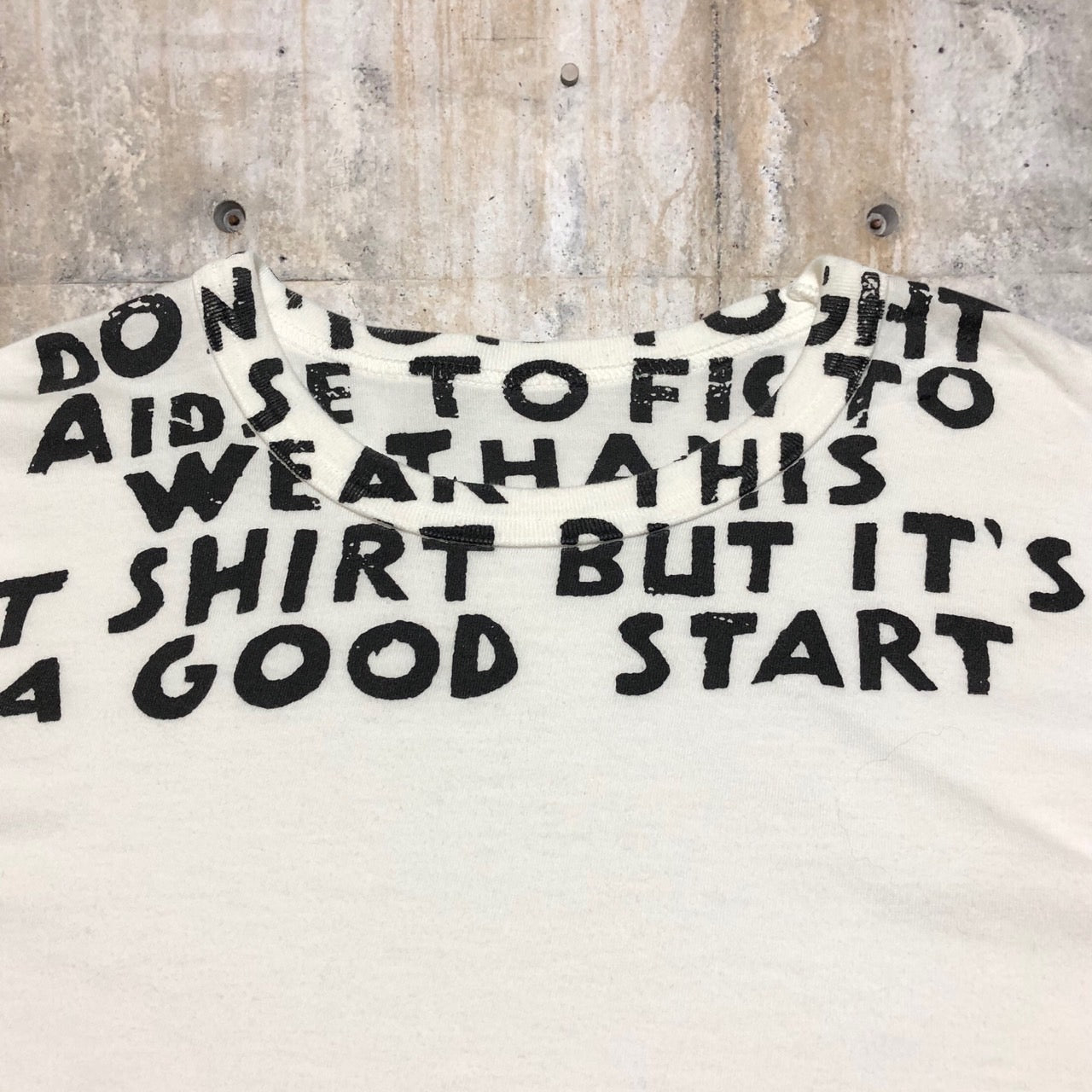 COMME des GARCONS×Maison Margiela(コムデギャルソン×メゾンマルジェラ) 18AW HOLIDAYSCOLLECTION FREEDOM LONG TEE/ホリデーズコレクションフリーダムロングティー/ロンT/カットソー/エイズTプリント OB-T003 SIZE L ホワイト×ブラック AD2018 レアコラボアイテム