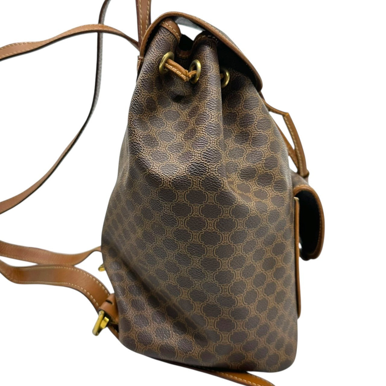 CELINE(セリーヌ) Macadam Pattern Mini Backpack マカダム柄 ミニ リュック CE06-1 ブラウン×ゴールド レザー PVC