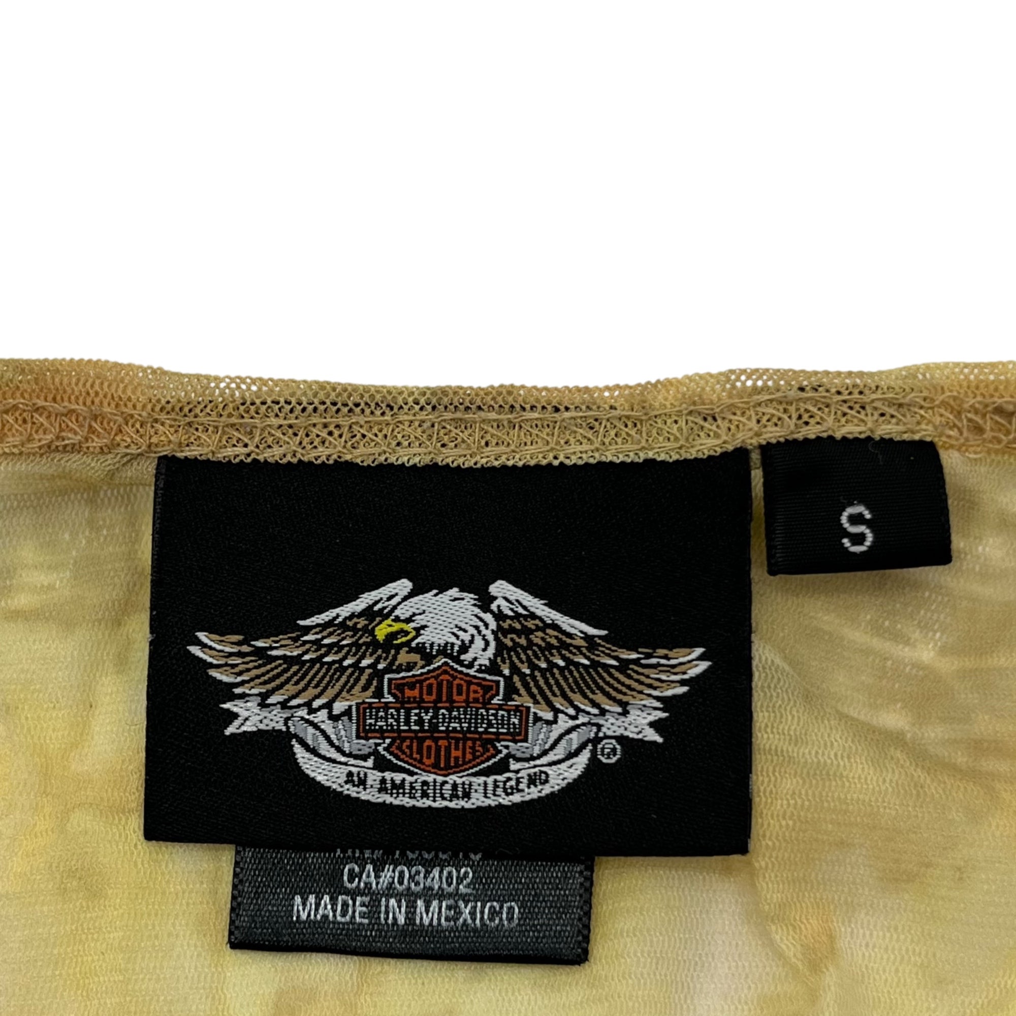 HARLEY DAVIDSON(ハーレーダビッドソン) Power net type allover pattern see-through cut and sew パワーネットタイプ 総柄 シースルー カットソー 96202-09VW S イエロー