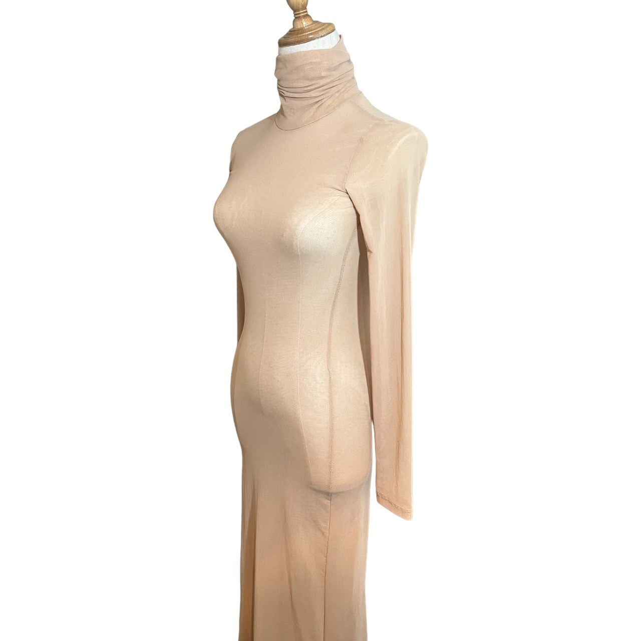 MM6 Maison Margiela(エムエムシックス) 19AW sheer turtleneck dress シアー タートルネック ワンピース 00000135813723 36(S程度) ベージュ シースルー ドレス