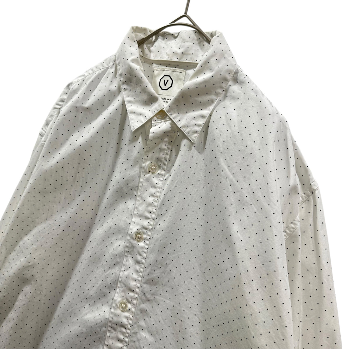 VISVIM(ビズビム/ヴィズヴィム) Detachable-Collar Dot Shirt 襟 取り外し ドット シャツ M ホワイト×ネイビー
