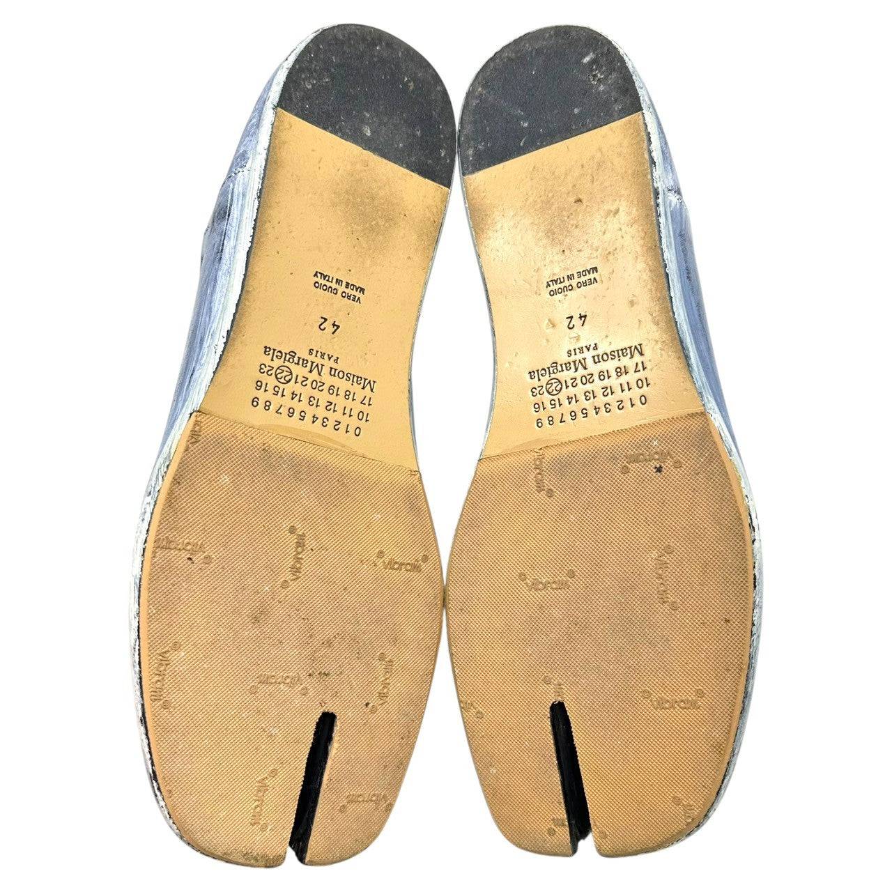 MAISON MARGIELA(メゾンマルジェラ) 21AW Paint Tabi Babouche ペンキ ペイント 足袋 バブーシュ レザー スリッポン S57WR0051 42(27.0cm程度) ホワイト