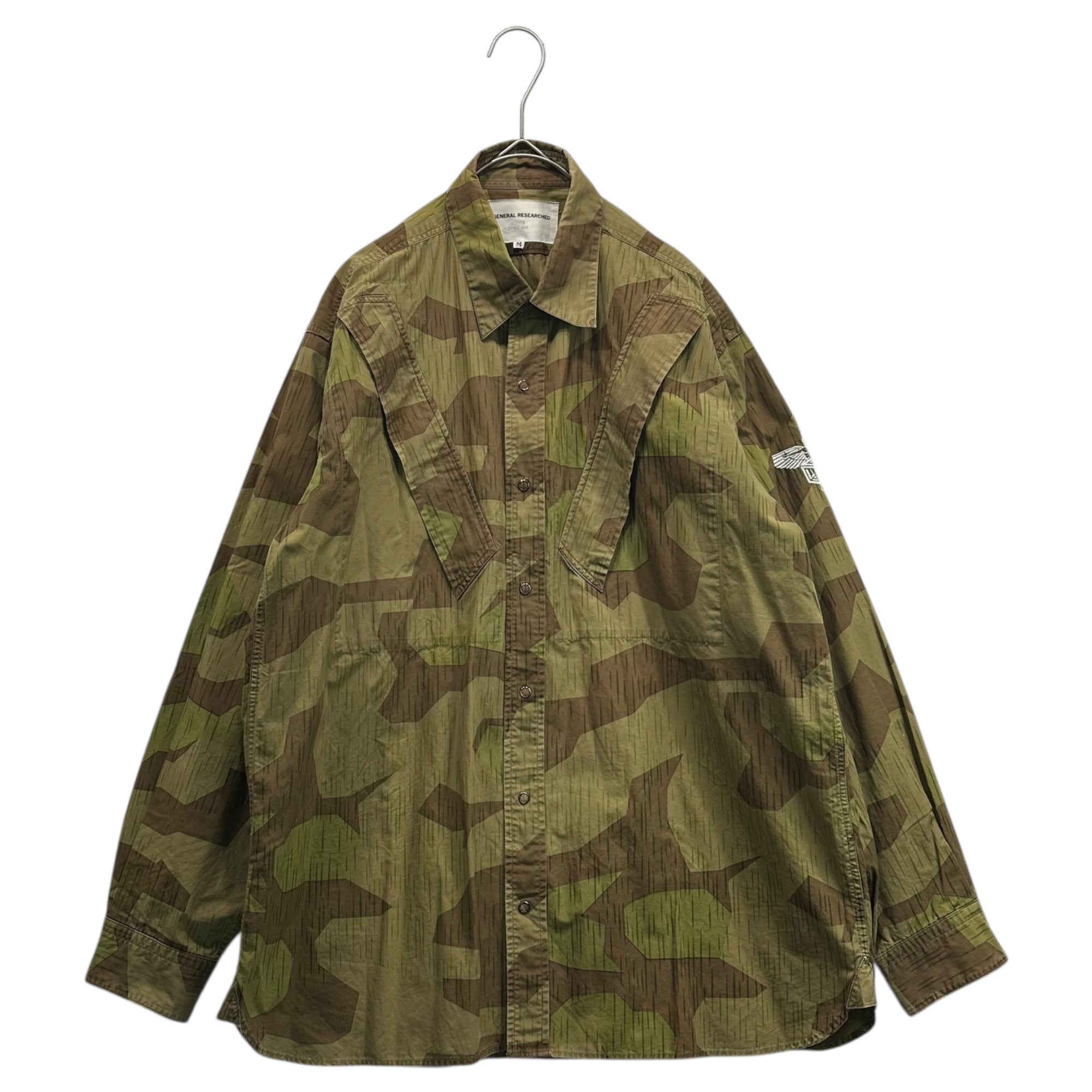 GENERAL RESEARCH(ジェネラルリサーチ) 99SS Irregular Pocket Camouflage Military Homage Shirt 変則 ポケット カモフラ ミリタリー オマージュ シャツ STYLE468 M カーキ×ブラウン 90年代 オリジナル 90s