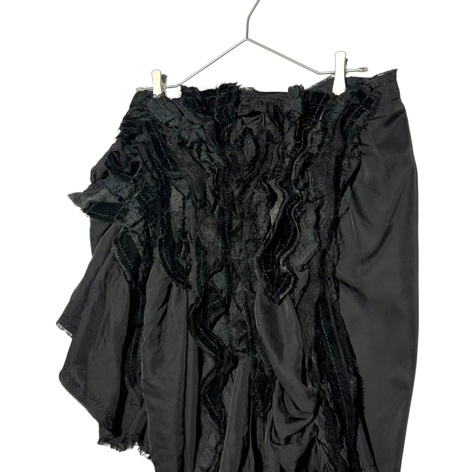 tricot COMME des GARCONS(トリココムデギャルソン) 05AW Mixed Material Lace Frill Wrap Skirt 異素材 レース フリル ラップ スカート TP-S024 FREE ブラック キュプラ アーカイヴ