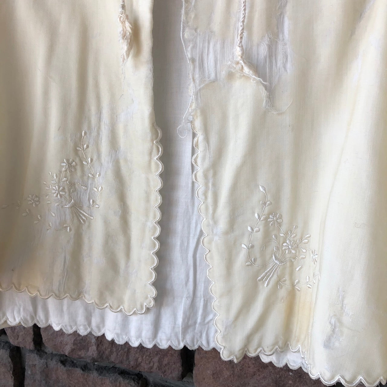 VINTAGE(ヴィンテージ) 50~'sフラワーステッチケープ 表記なし(FREE) アイボリー