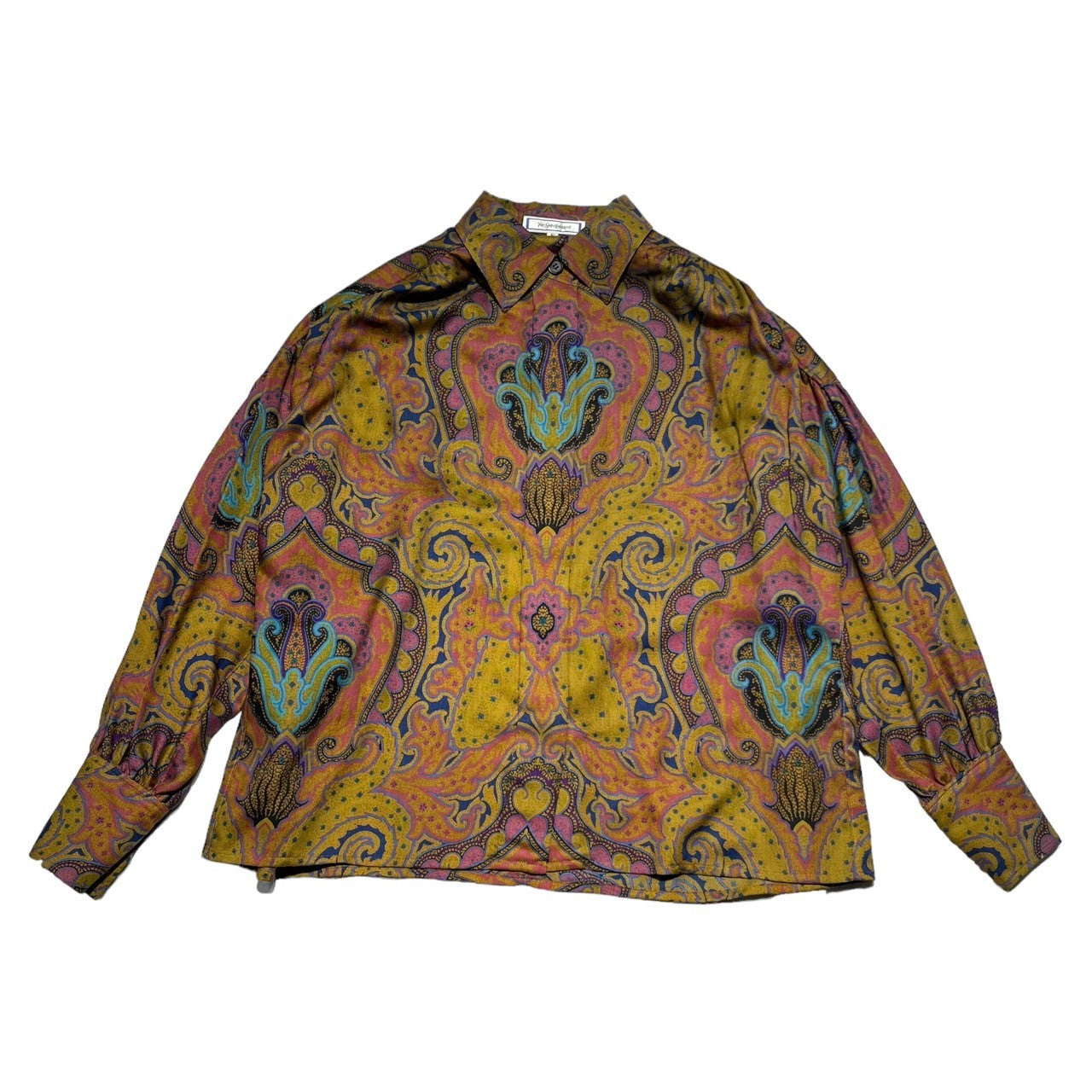 YVES SAINT LAURENT(イヴサンローラン) 90's Paisley pattern wool shirt blouse setup ペイズリー柄 ウール シャツ ブラウス セットアップ HT150-801 / HE254-801 シャツ:S / スカート:M ブラウン×パープル 90年代 総柄 プリーツスカート