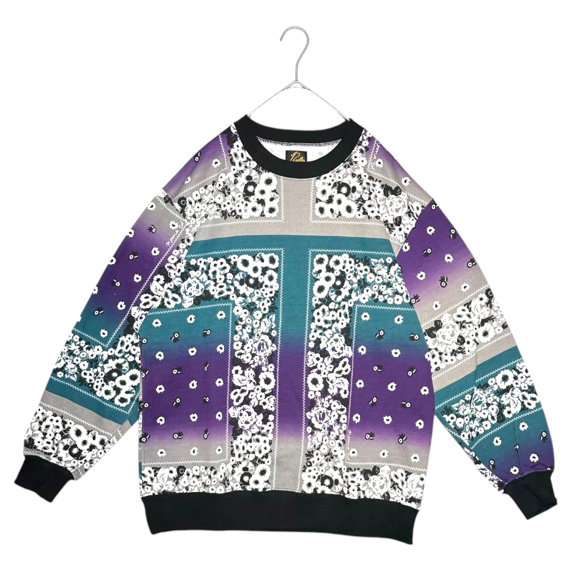 NEEDLES×NOMA(ニードルズ×ノマ) 22AW Crewneck Sweat Shirt - Cotton Jersey 総柄 クルーネック コットン スウェット N34-NNCS01 S パープル×グレー