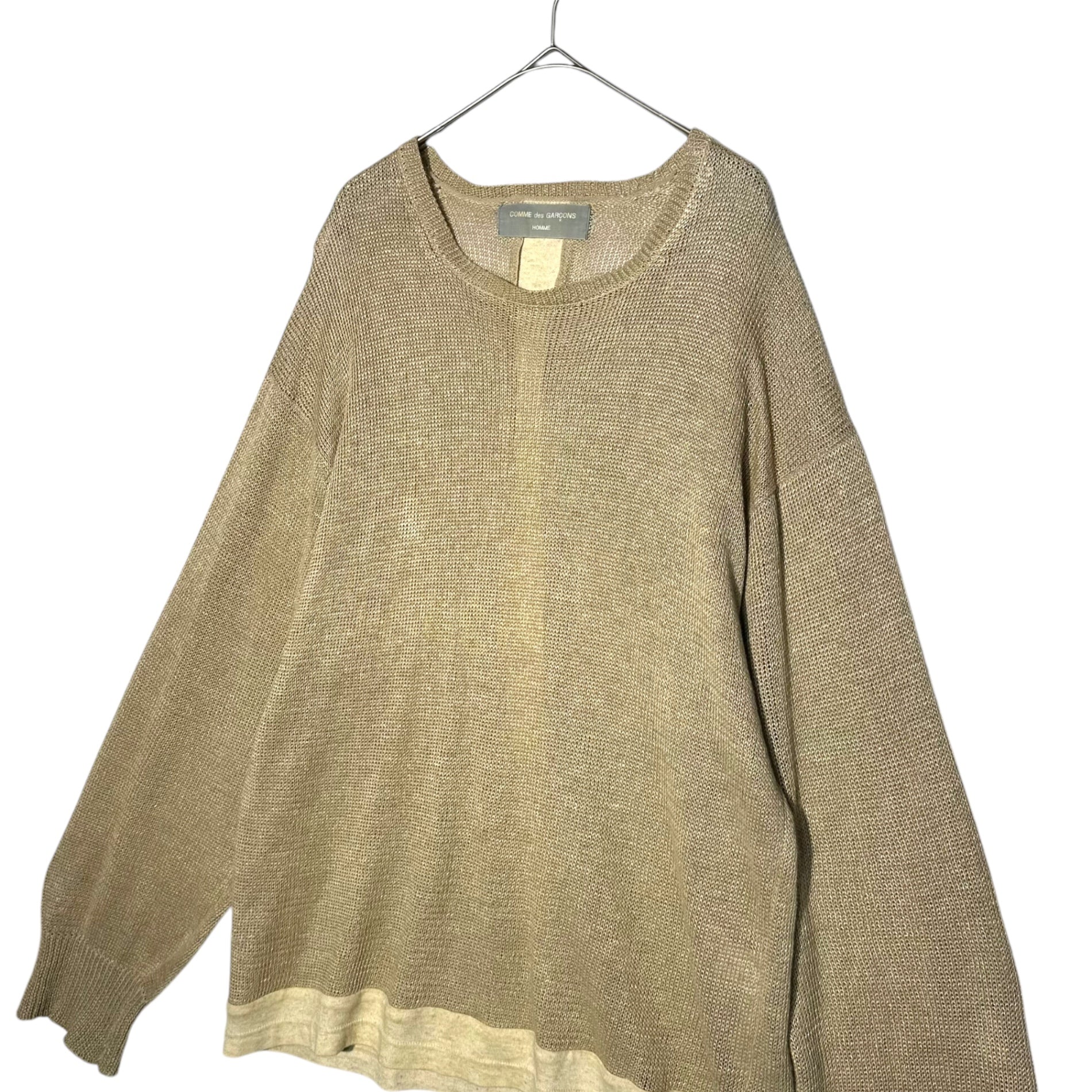 COMME des GARCONS HOMME(コムデギャルソンオム) 90'sバックラインリネンニットプルオーバー HN-100190 表記なし(M~L程度) ベージュ AD1994 田中オム
