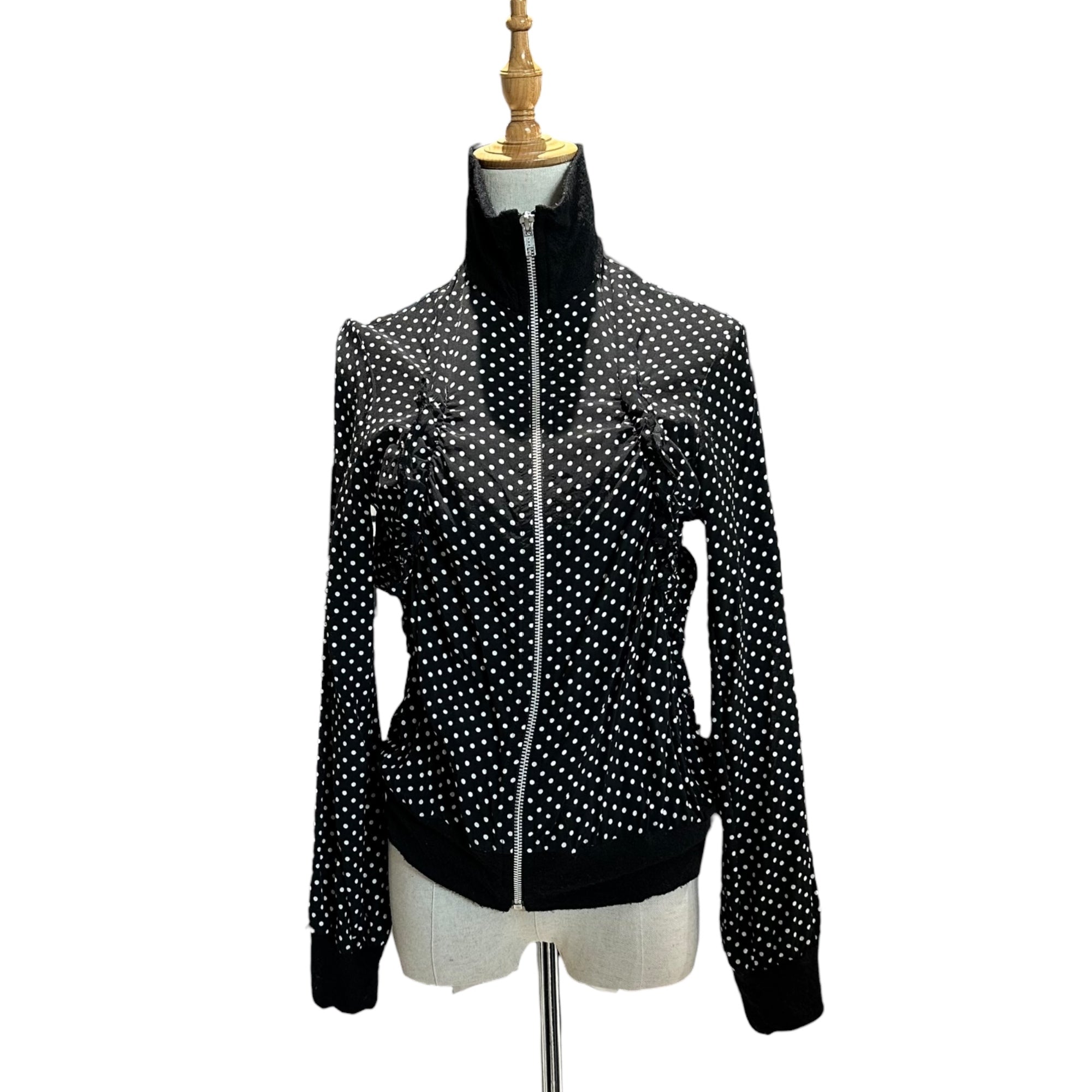 TAO COMME des GARCONS(タオコムデギャルソン) 07AW Polka Dot Zip-Up Rayon Track Jacket ドット ジップアップ レーヨン トラック ジャケット 3T-B010 S ブラック×ホワイト AD2007