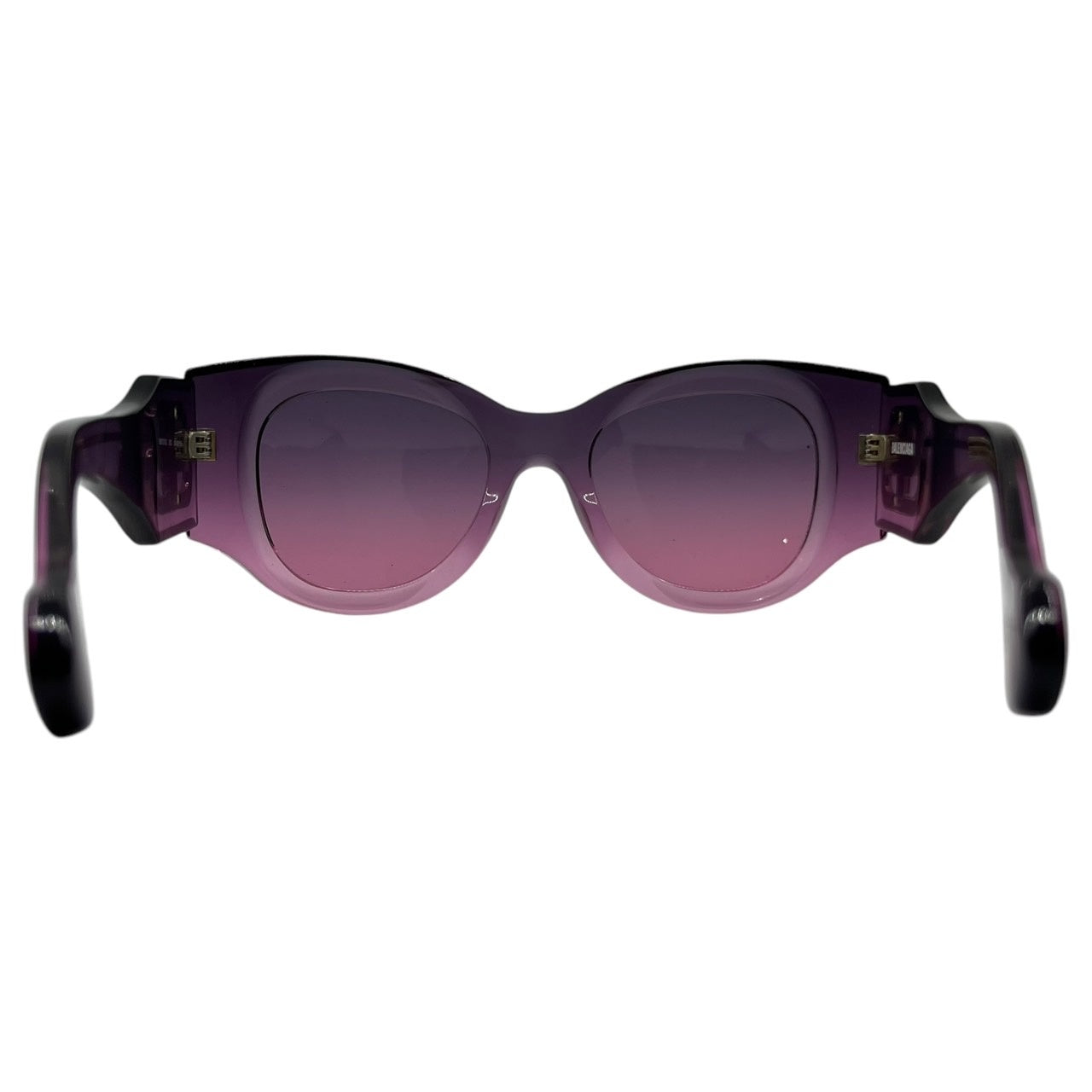 BALENCIAGA(バレンシアガ) Butterfly wellington sunglasses バタフライウェリントン サイドロゴ サングラス BB0070S 50□22-135 パープル ケース付 クリア