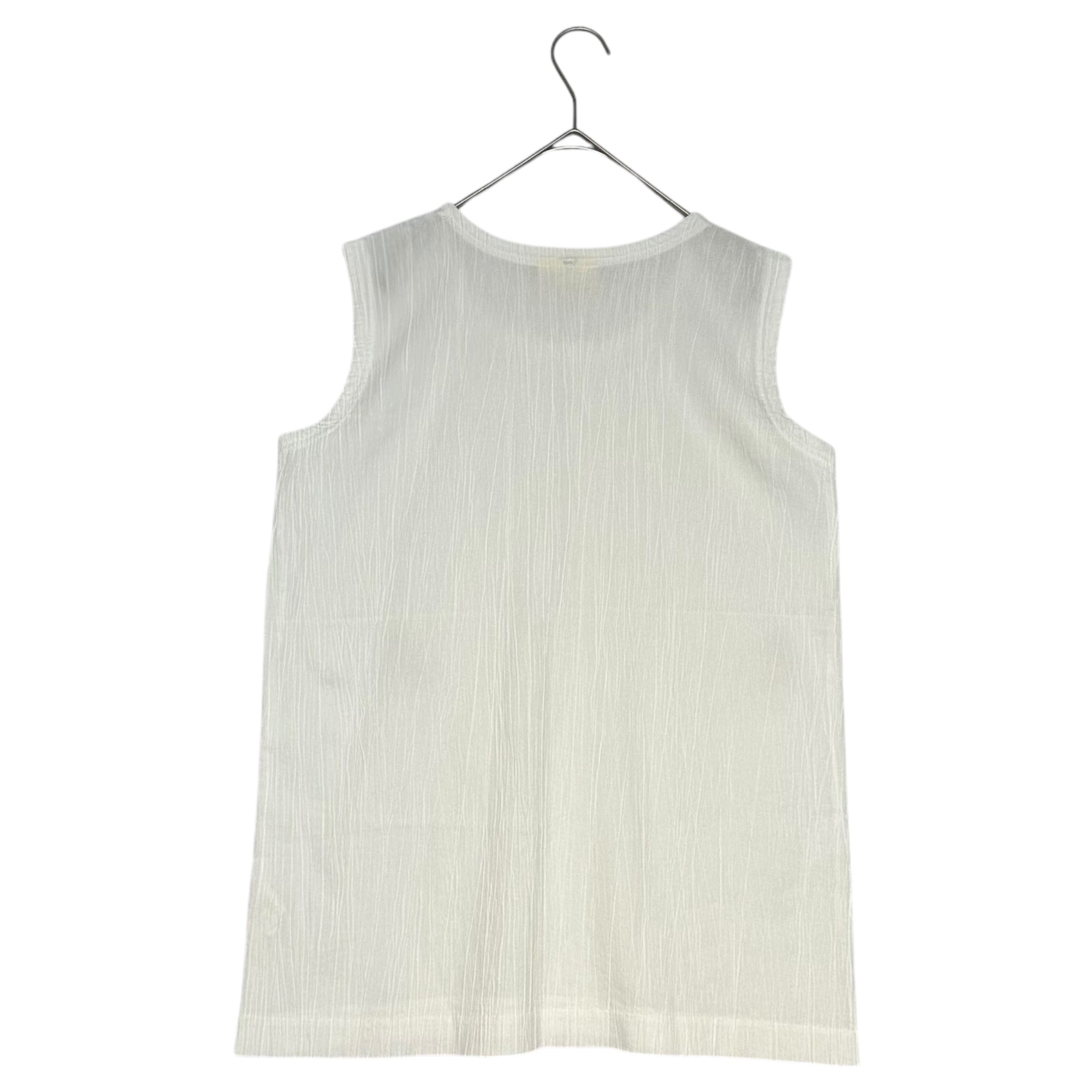 HAI SPORTING GEAR ISSEY MIYAKE(ハイスポルティングギア イッセイミヤケ) 80's Pleated sleeveless blouse with stole 80年代 ストール付き プリーツ ノースリーブ ブラウス M ホワイト