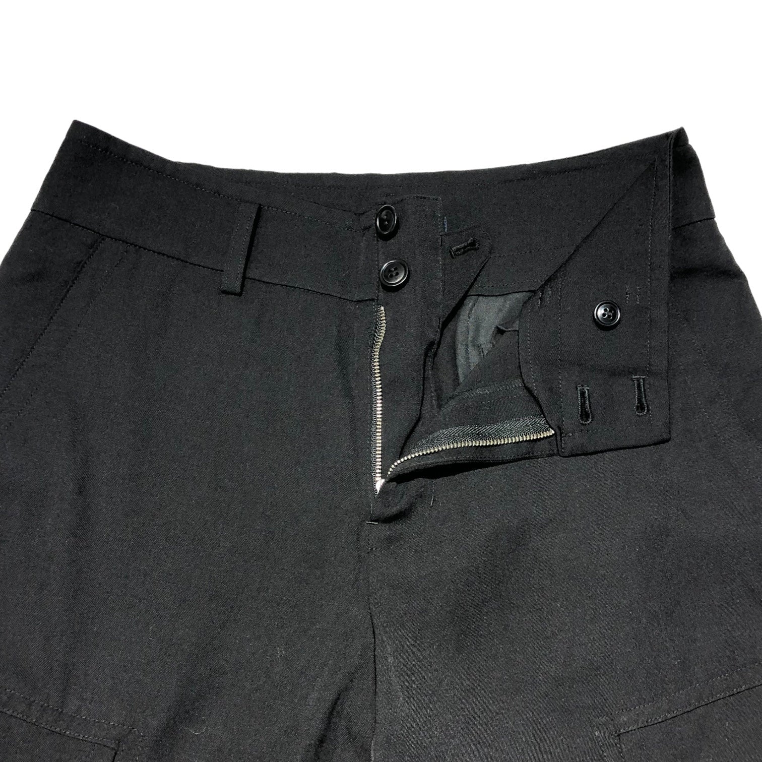 YOHJI YAMAMOTO(ヨウジヤマモト) 23SS WOOL GABBER HIGH WAIST PANTS ウールギャバハイウエストパンツ FI-P53-100 2(M) ブラック