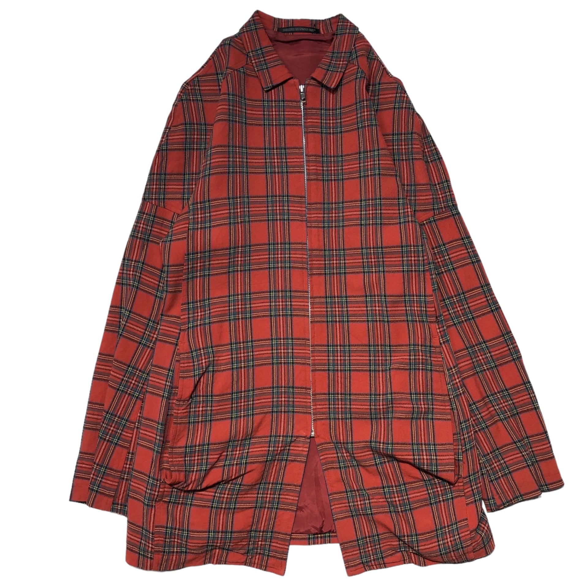 Y's(ワイズ) 90's Wool tartan check elbow patch half coat ウール タータンチェック エルボーパッチ ハーフコート 90年代 YW-J53-173 FREE レッド×グリーン