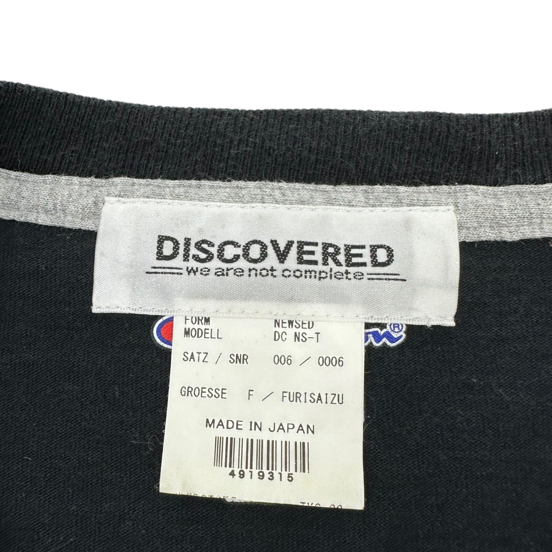 DISCOVERED(ディスカバード) ”Champion” Reconstruction Tee チャンピオン 再構築 Tシャツ F ブラック