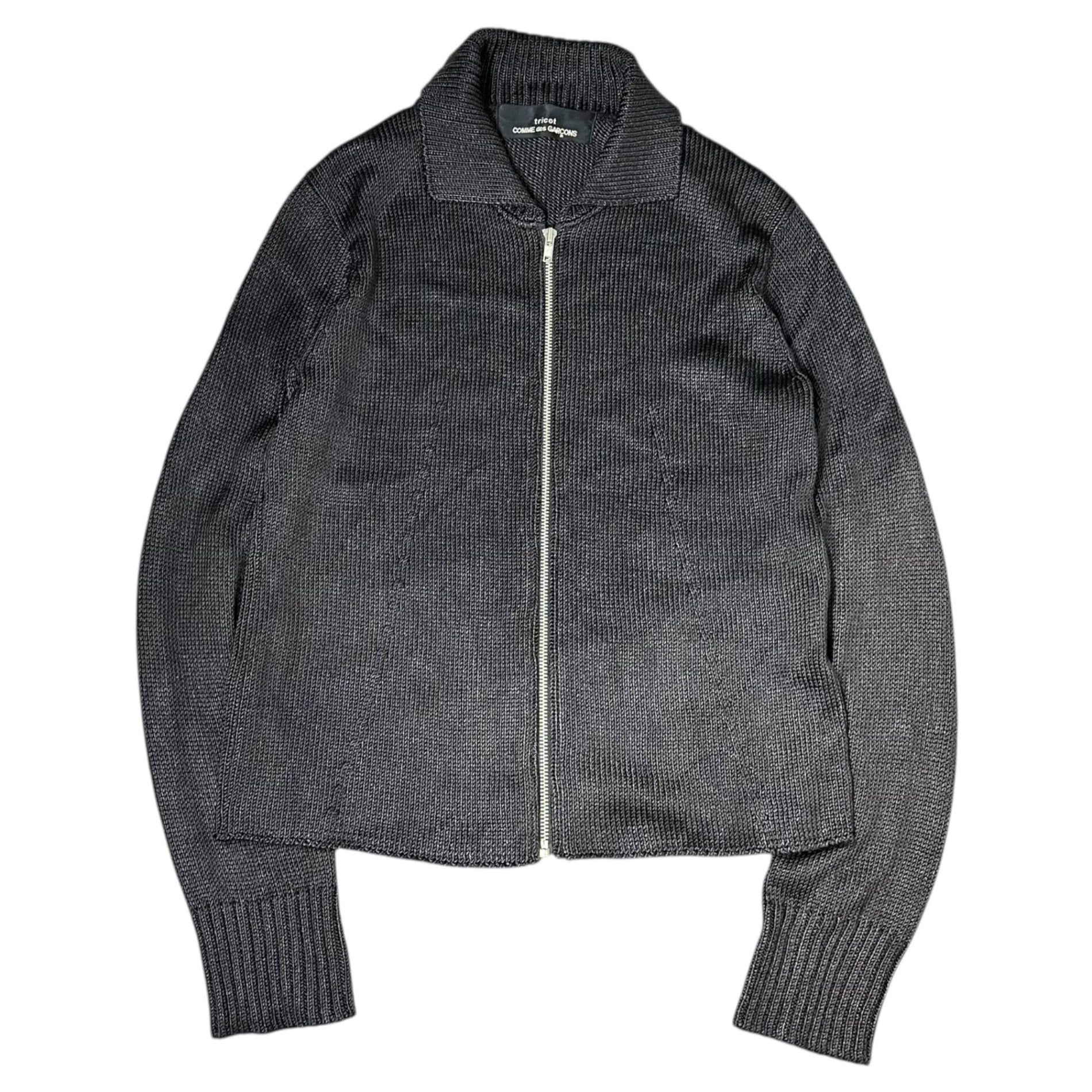 tricot COMME des GARCONS(トリココムデギャルソン) 99AW All silk long sleeve zip up jacket オール シルク 長袖 ジップアップ ジャケット TN-040160 ブラック AD1999 内側タグ一枚切取