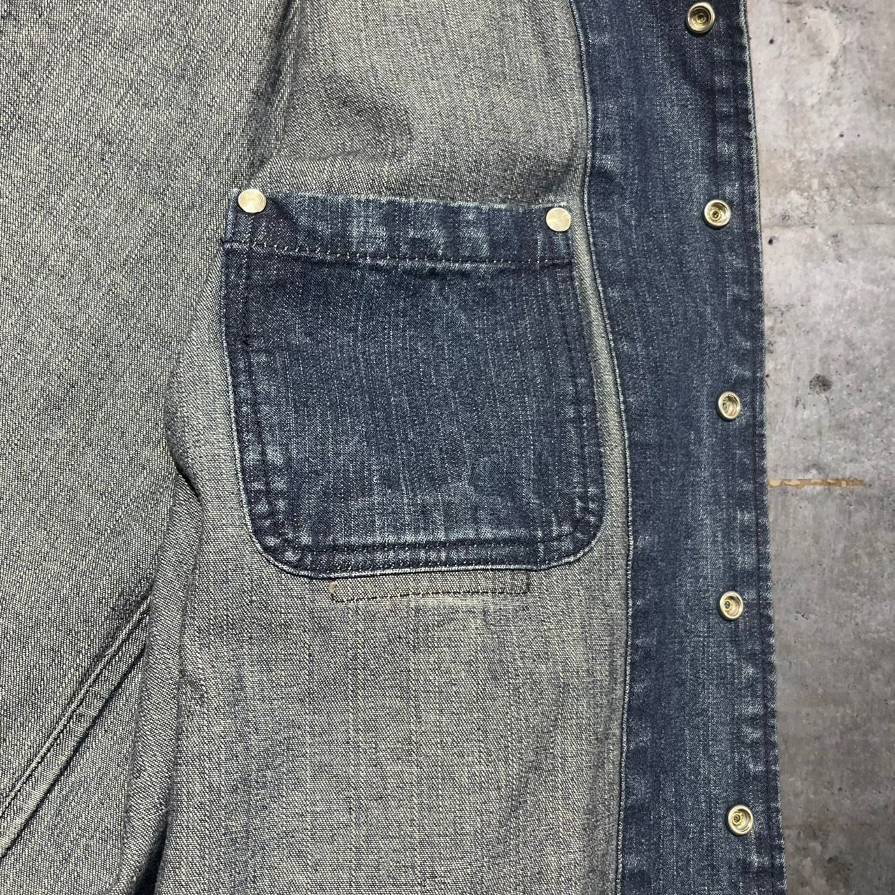 PPFM(ピーピーエフエム) 05'sユーズド加工ボボタン装飾カバーオール 35-02BC06 M ブルー