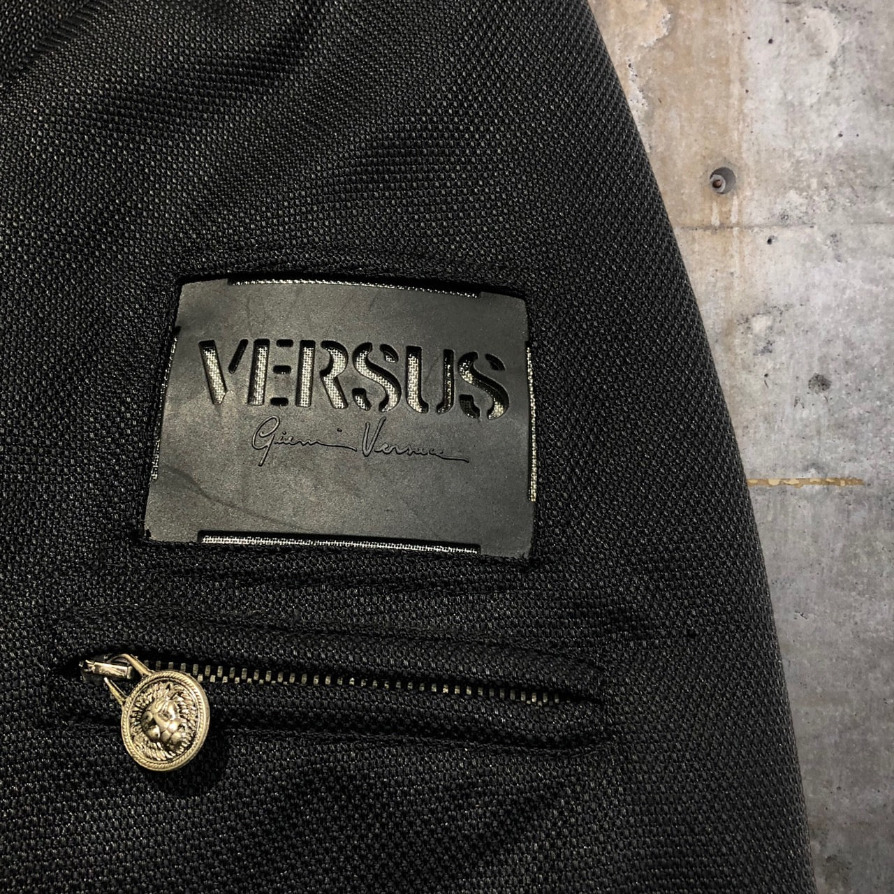 VERSACE(ヴェルサーチ) 90'sライダースブルゾン 52(XL程度) ブラック メタルジッパー