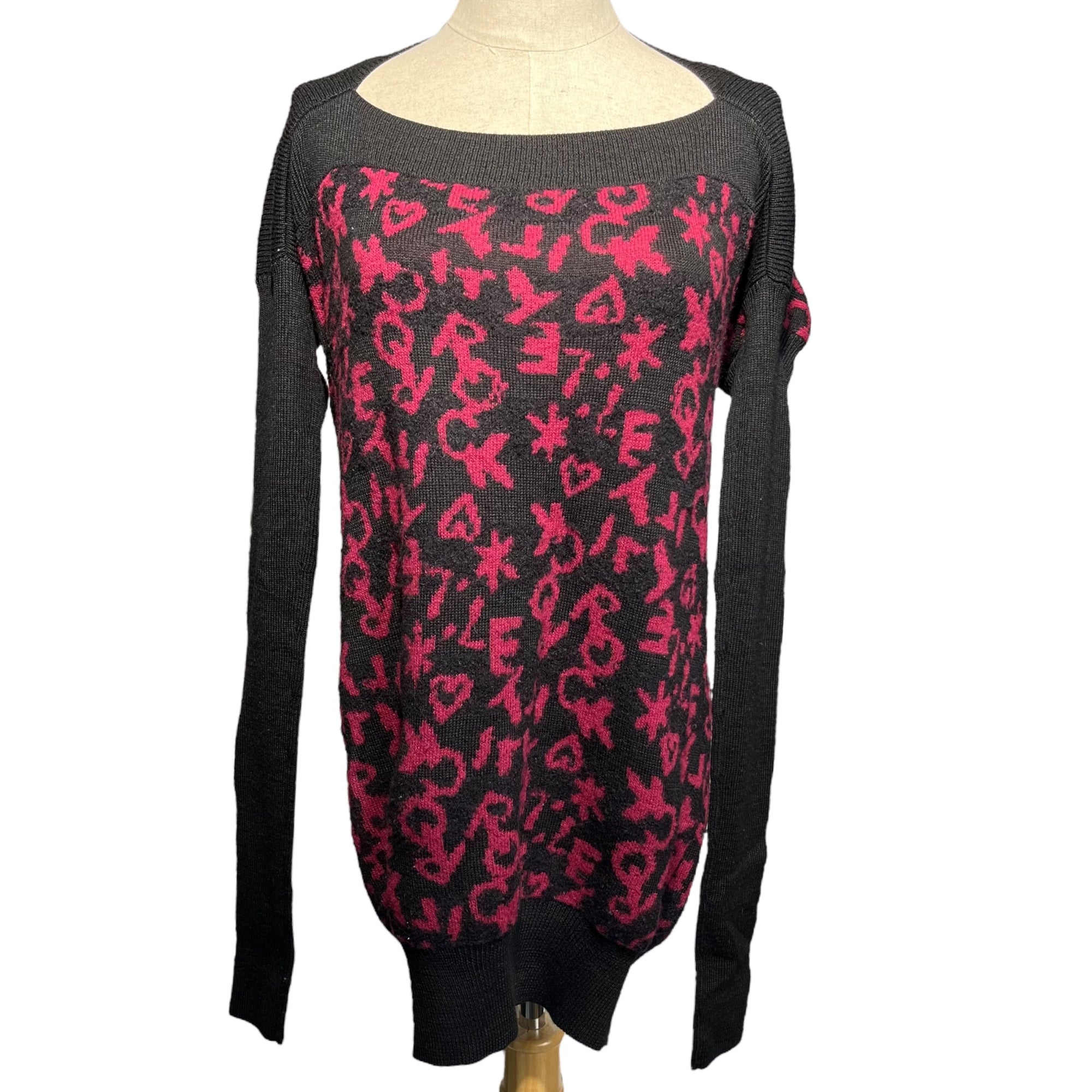 Vivienne Westwood RED LABEL(ヴィヴィアンウエストウッドレッドレーベル) All-over pattern knit long sleeve dress 総柄 ニット 長袖 ワンピース 357-01-57022 2(M) レッド×ブラック