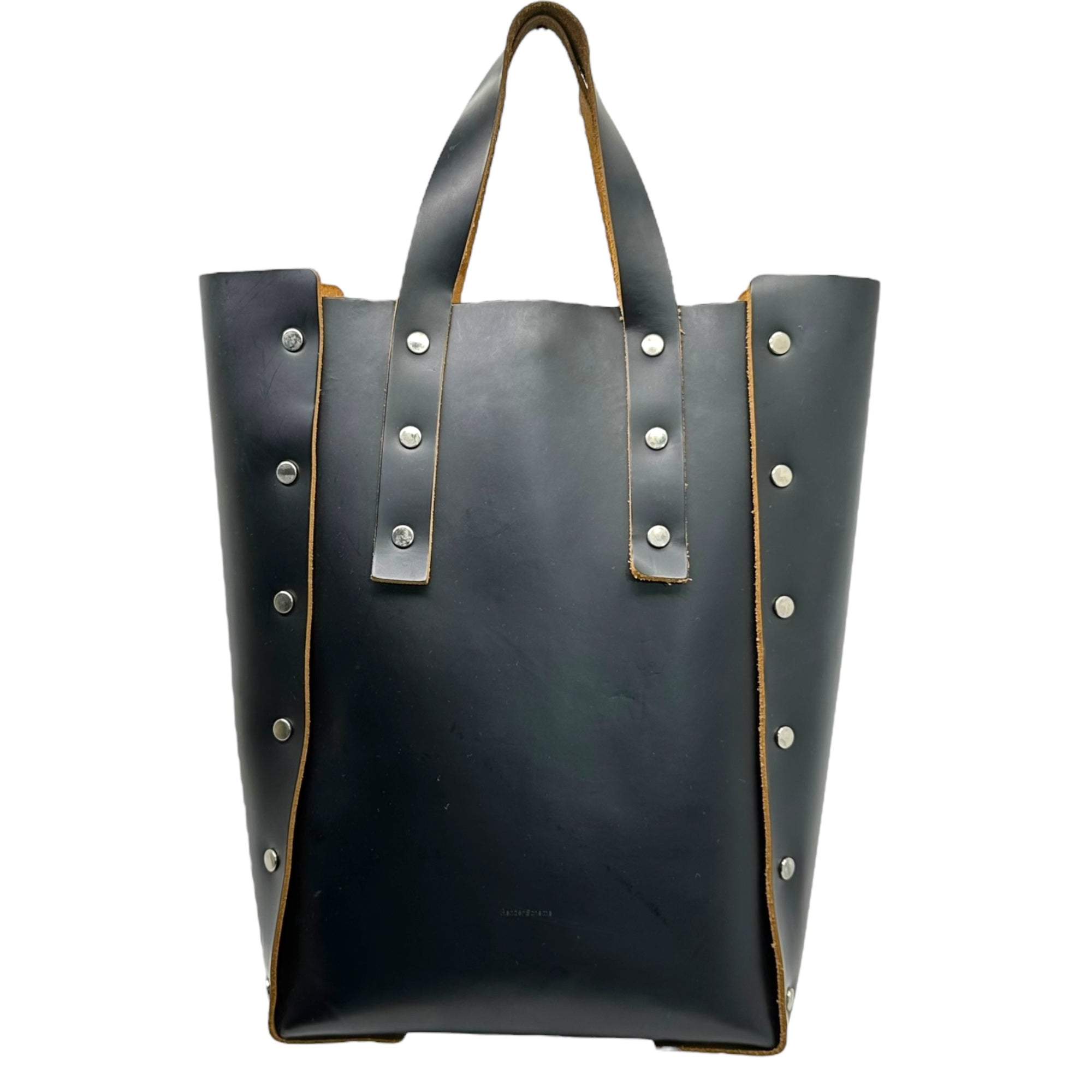 Hender Scheme(エンダースキーマ) ASSEMBLE HAND BAG TALL M アッセンブル ハンドバッグ トール M M ブラック レザー スタッズ