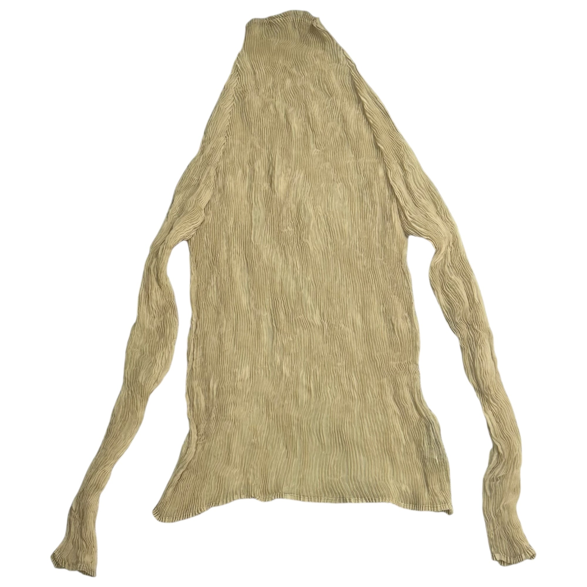 ISSEY MIYAKE(イッセイミヤケ) 21SS Pleated long-sleeved pullover cut and sewn プリーツ 長袖 プルオーバー カットソー IM11GJ412 2(M程度) ベージュ ブラウス